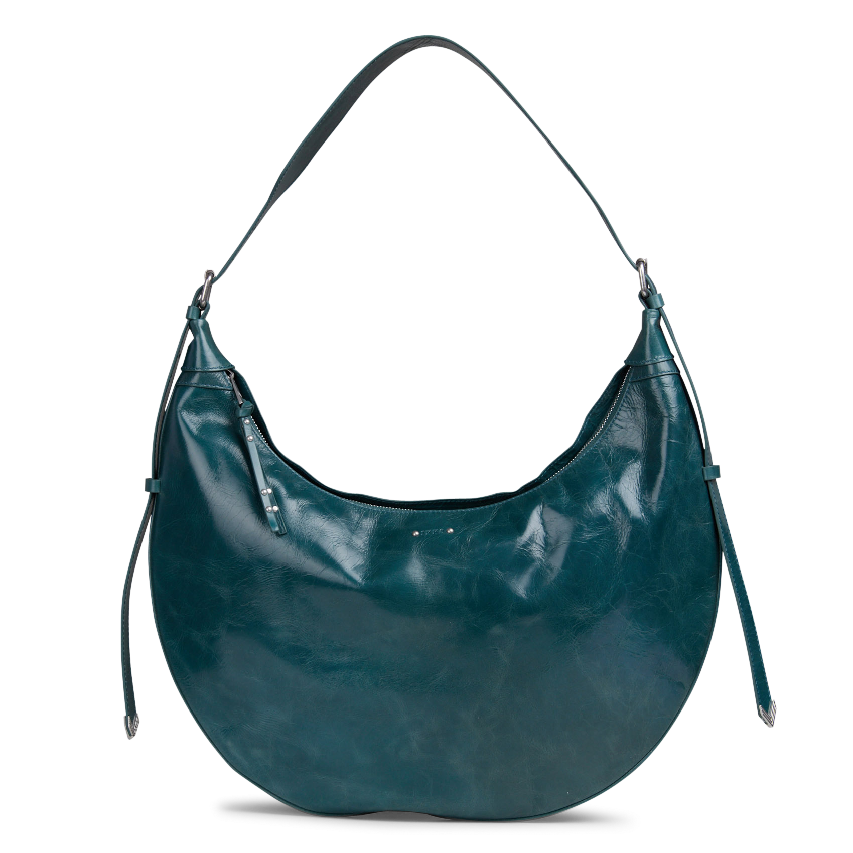 Sac demi-lune zippé en cuir glacé  IKKS Vert