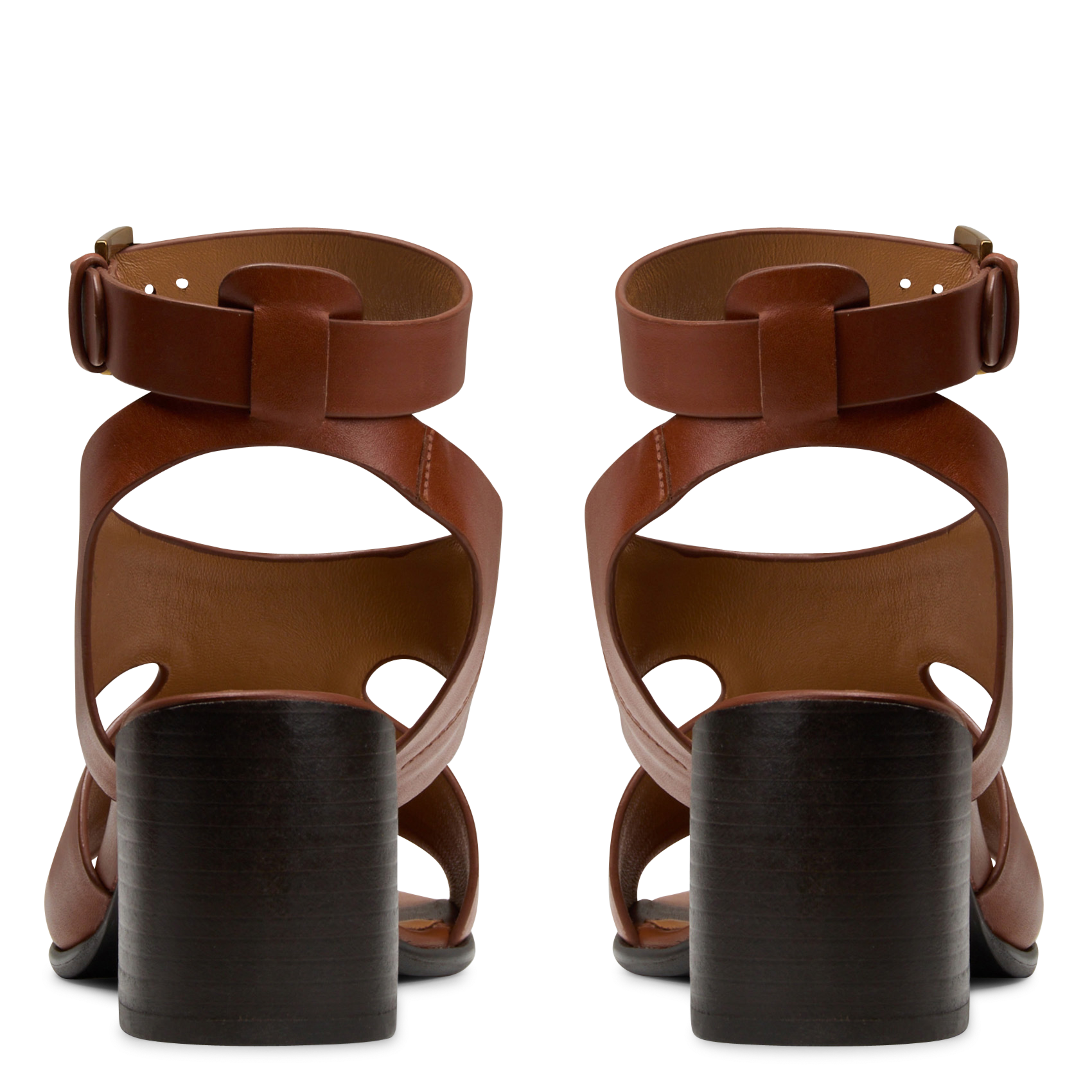 Sandales à talons unies en cuir COTELAC Marron