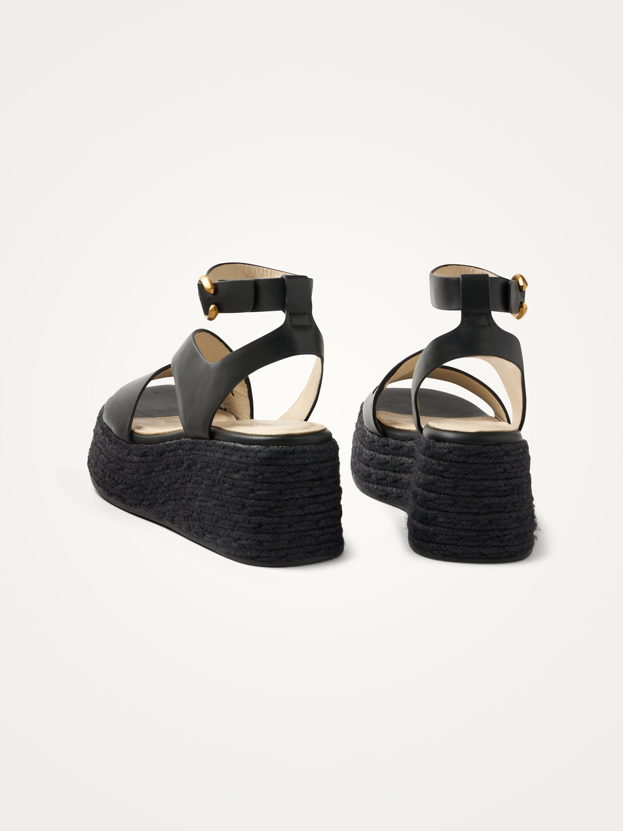 Platform sandals in metallic effect leather with strap VANESSA WU Black