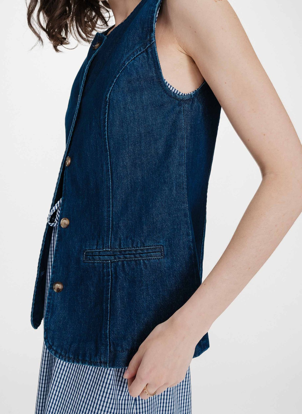 Straight round-neck cotton cardigan GRACE ET MILA Blue