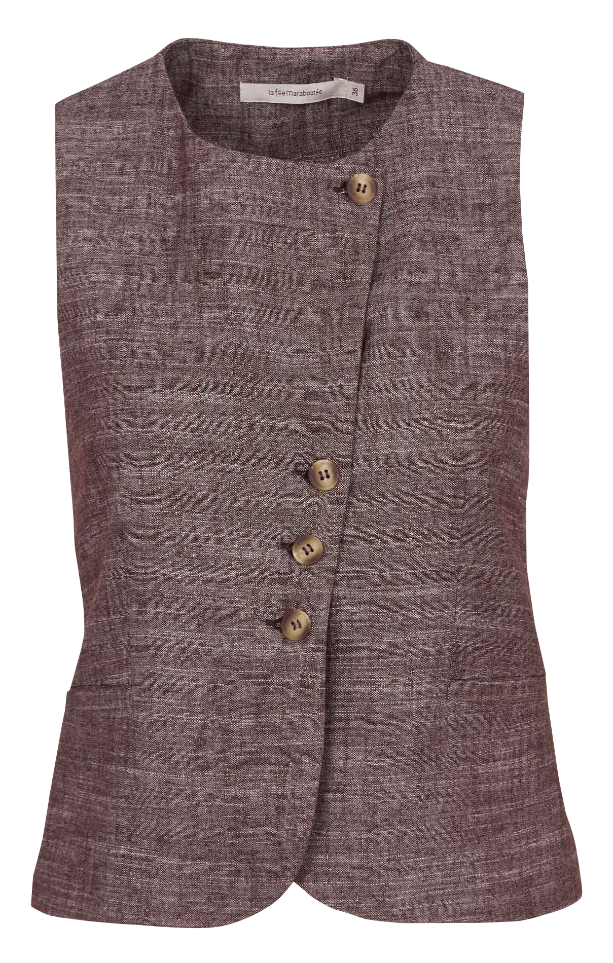 Gilet droit col rond  LA FEE MARABOUTEE Marron