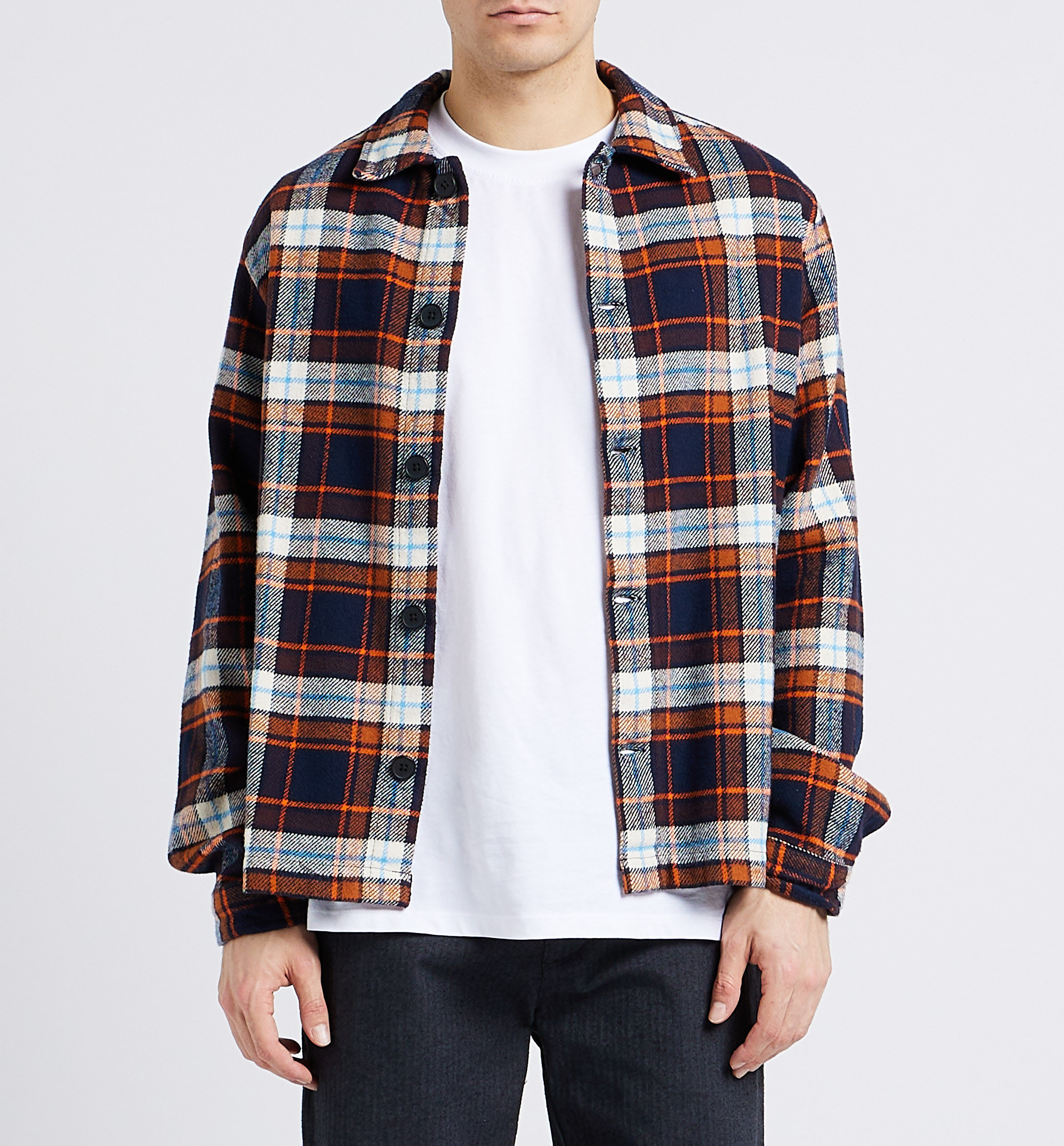 Overshirt van biokatoen met klassieke kraag KNOWLEDGE COTTON APPAREL Oranje