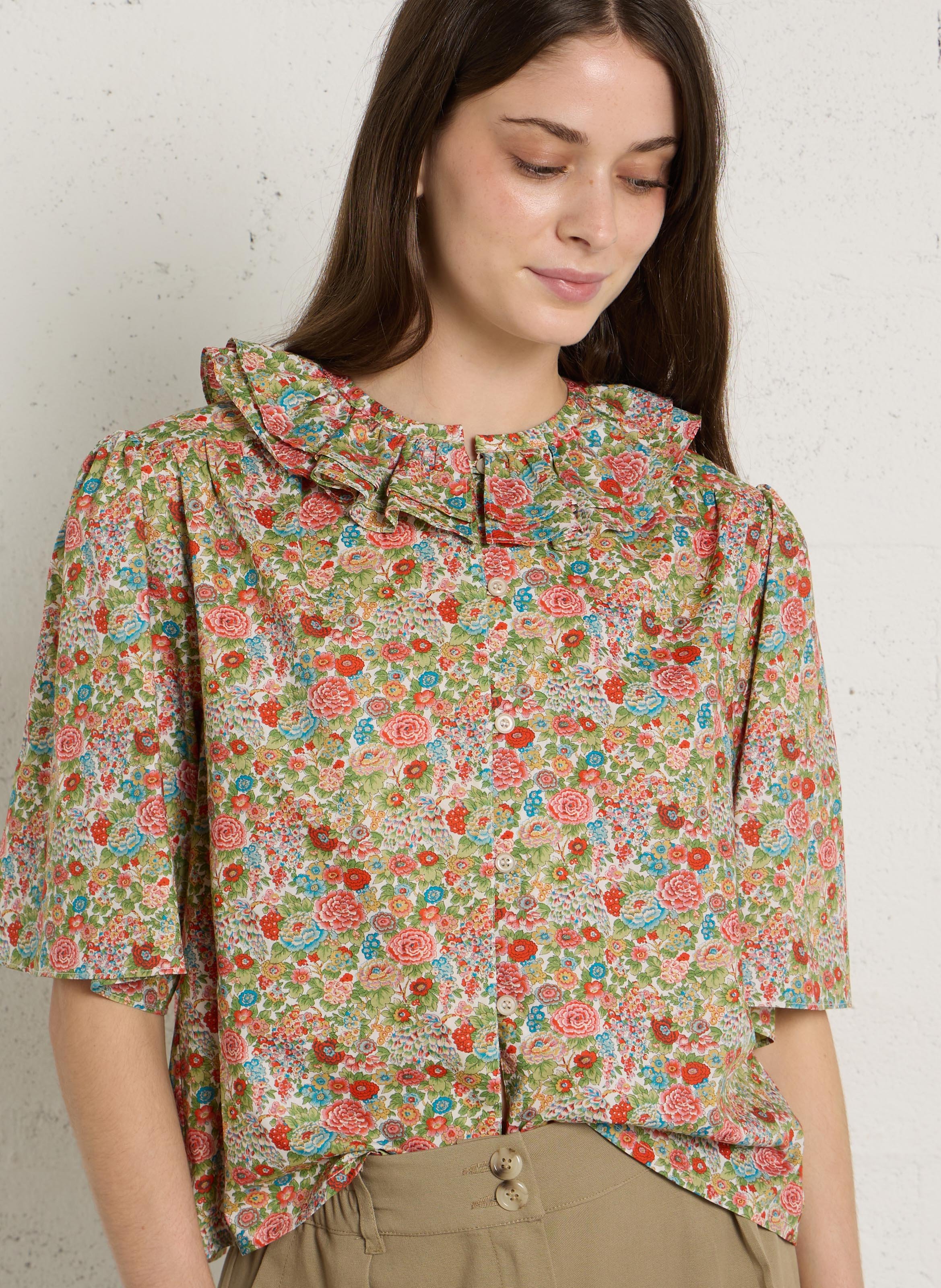 Top oversize cuello redondo de algodón estampado SUZIE WINKLE Verde