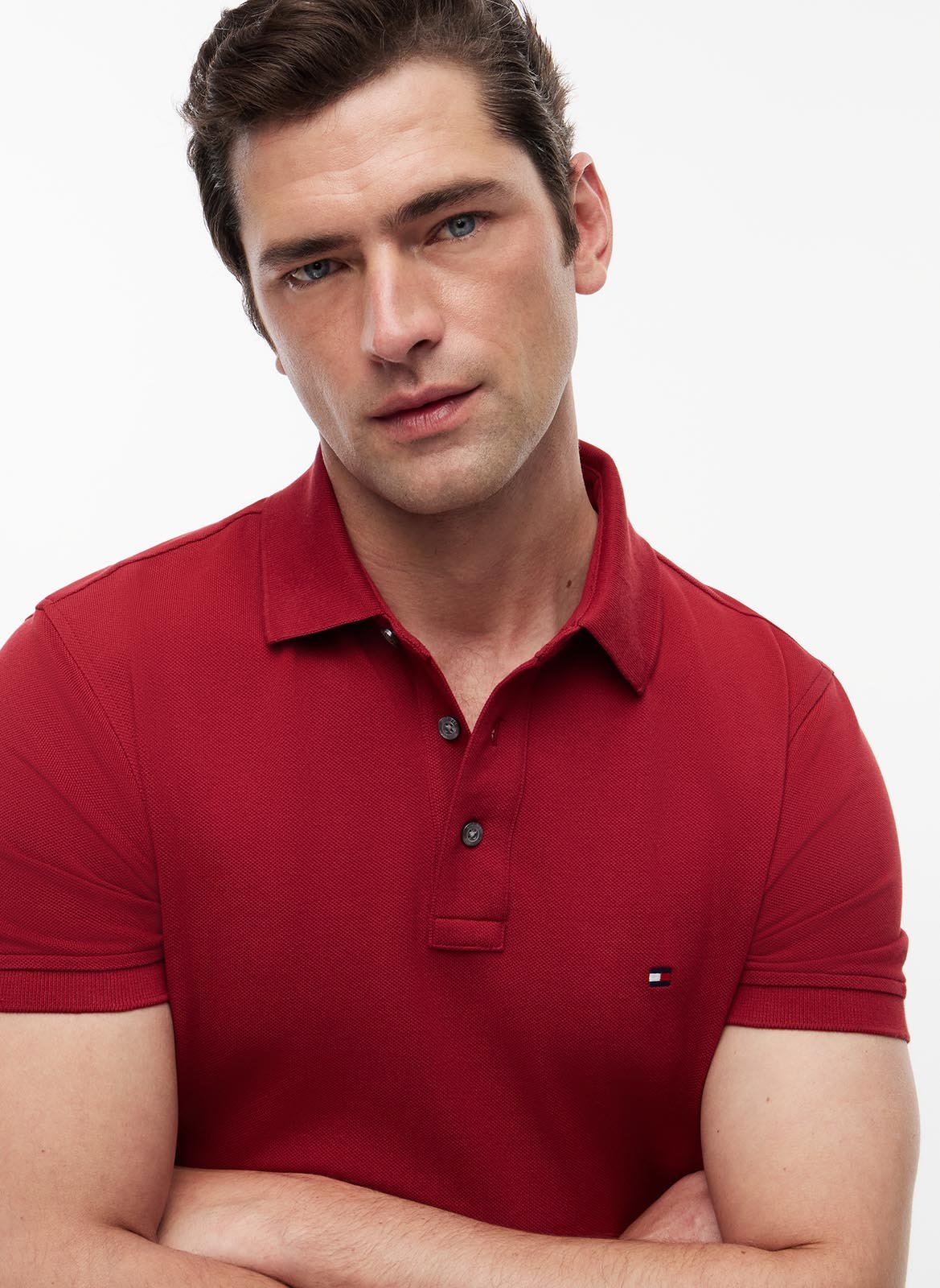 Polo slim-fit en coton bio TOMMY HILFIGER Rouge