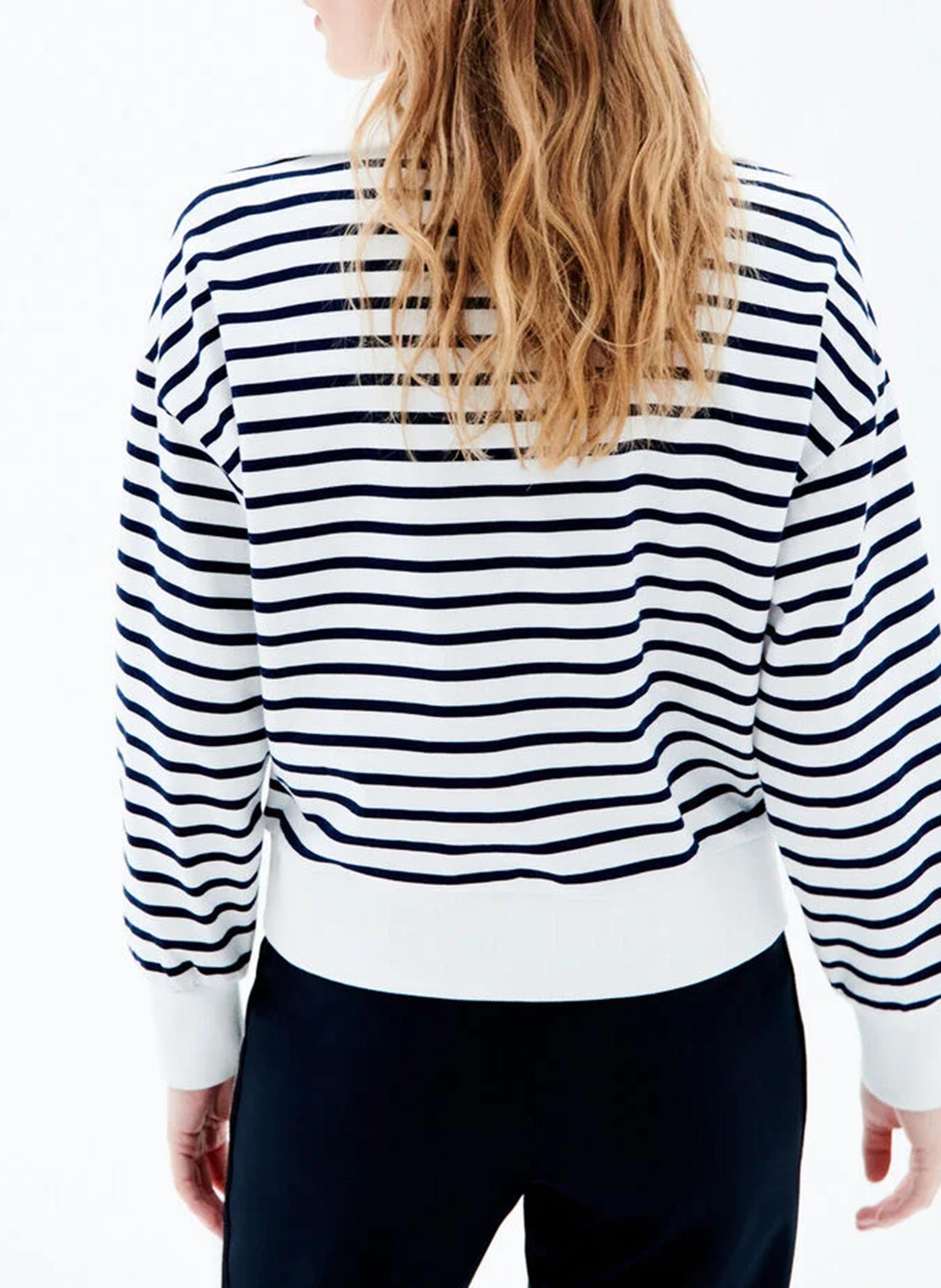 High-neck striped cotton sweater CAROLL Blue