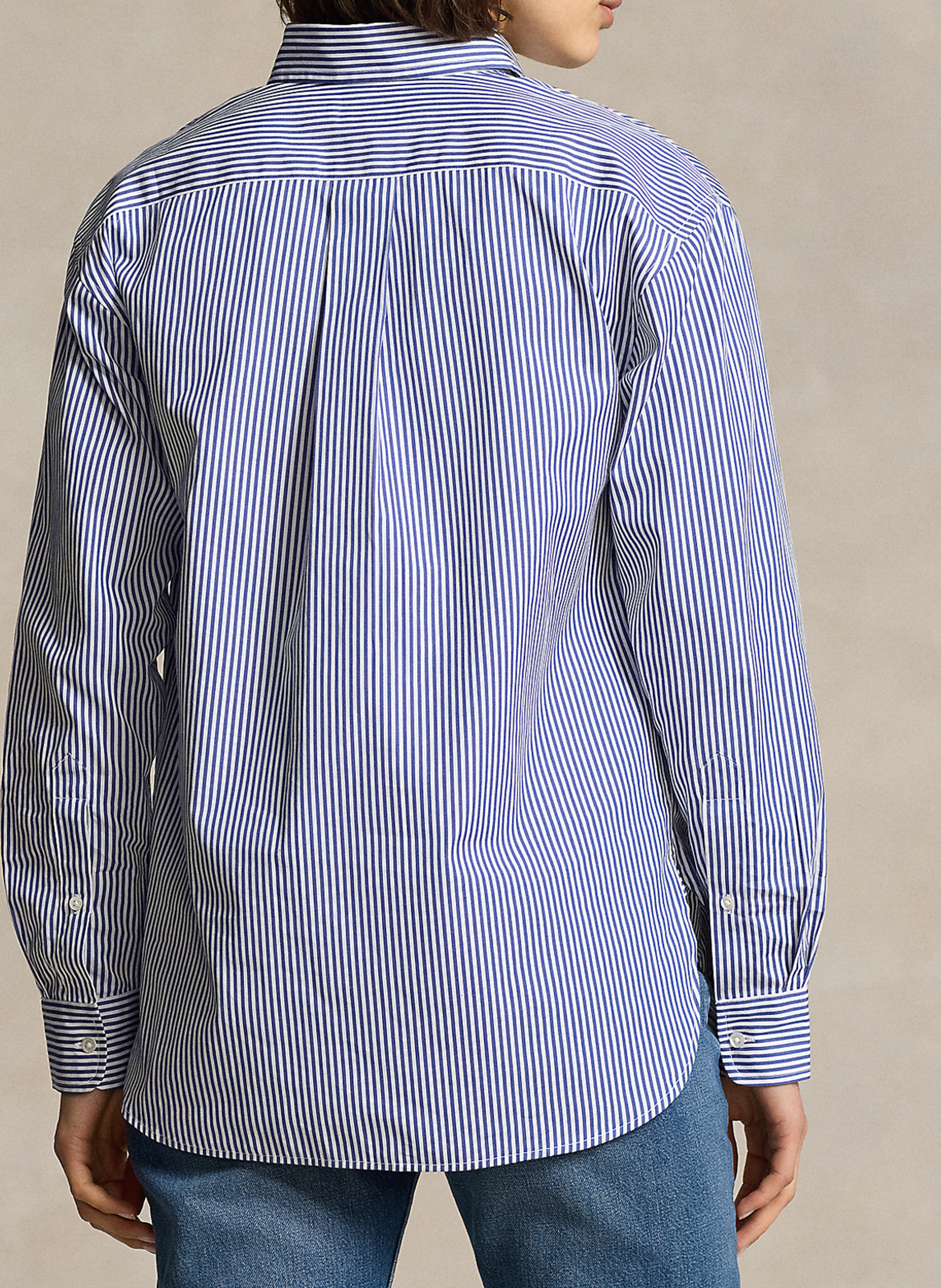 Straight polo collar shirt in striped cotton POLO RALPH LAUREN Blue