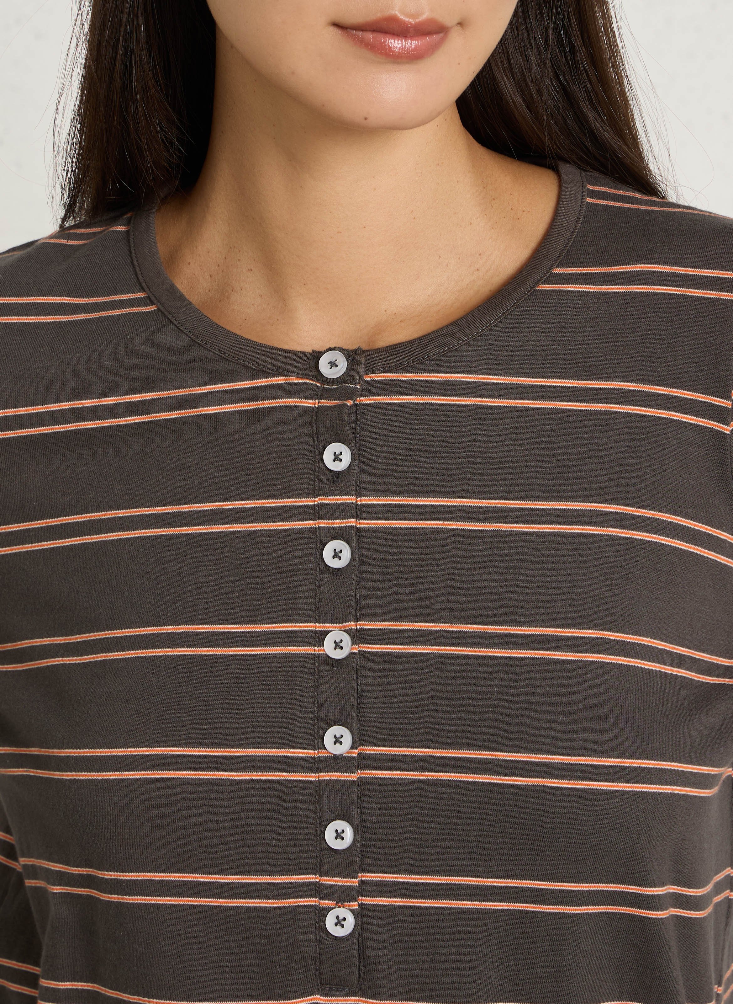 Striped organic cotton T-shirt LEON & HARPER Grey