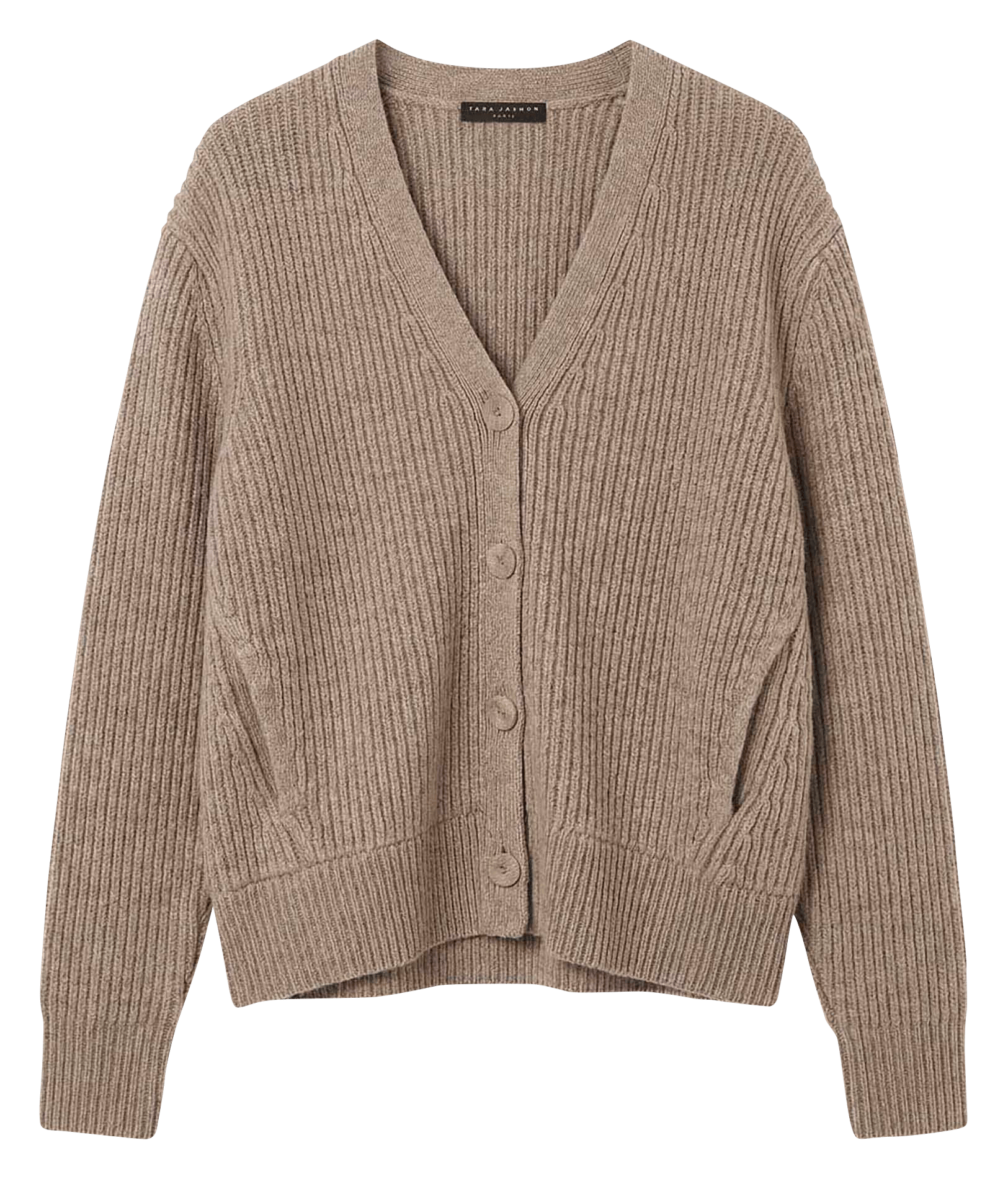 Loose-fit wool-blend V-neck cardigan TARA JARMON Brown