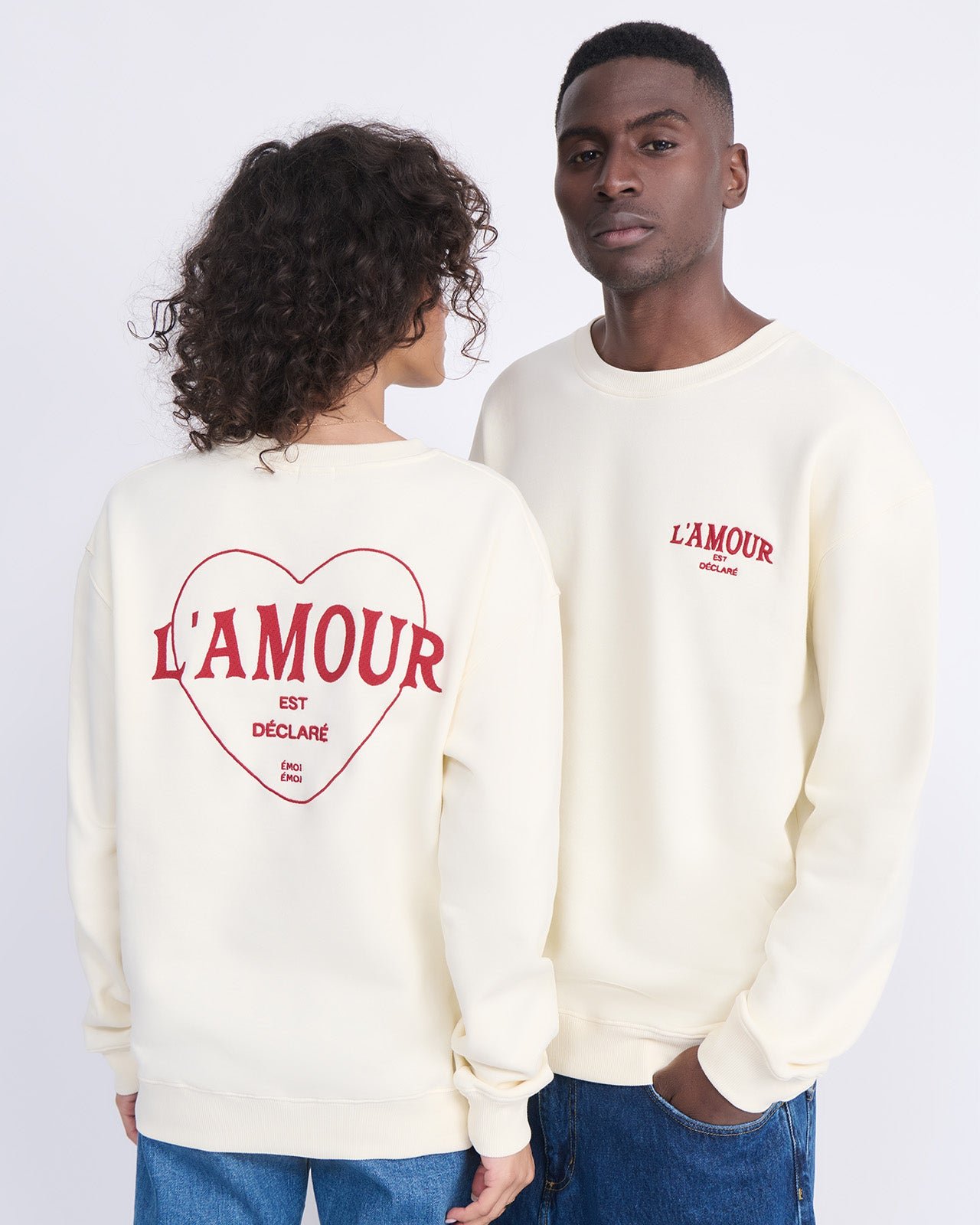 Love is declared embroidered sweatshirt EMOI EMOI White
