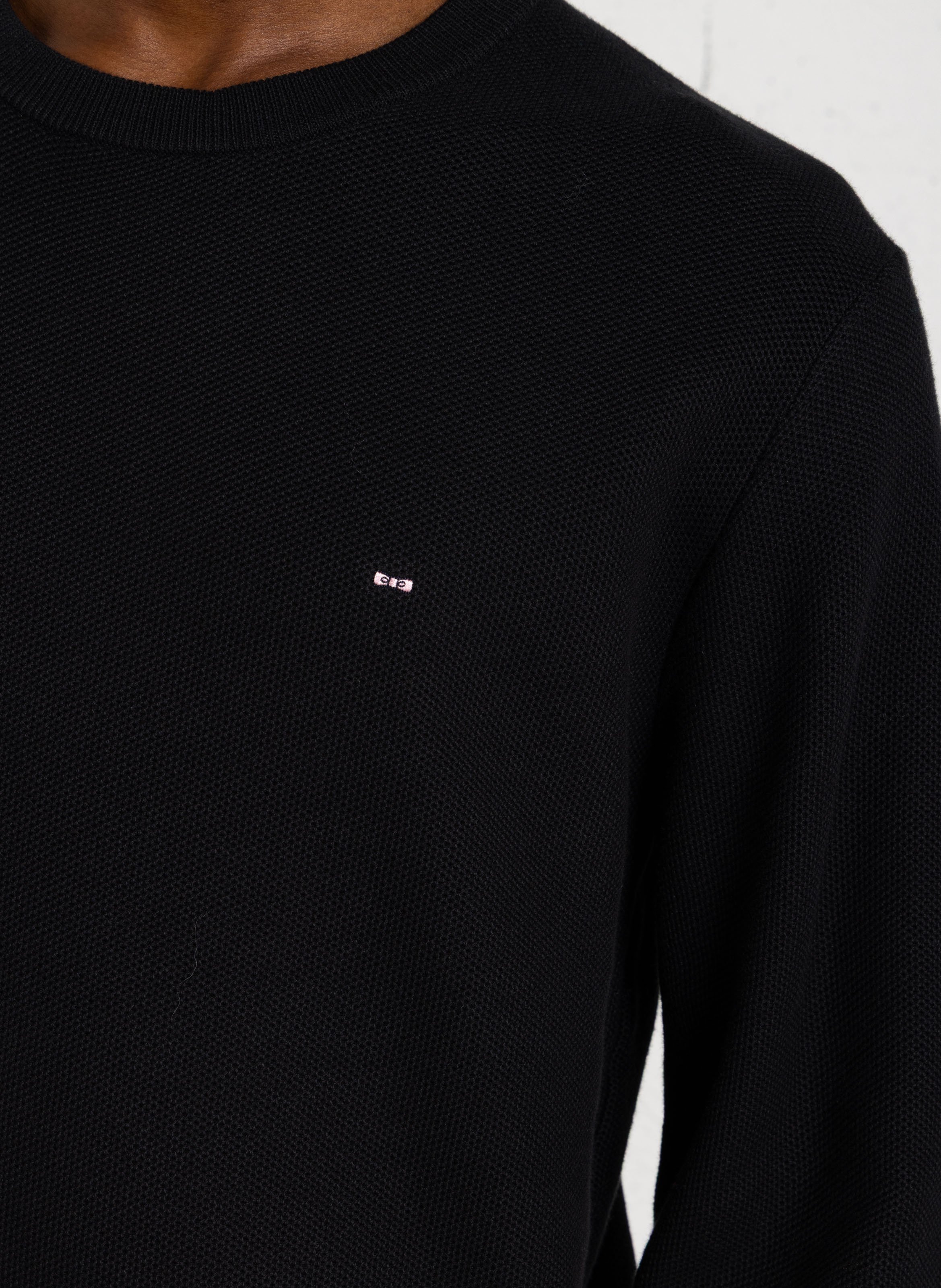 Pull col rond droit uni EDEN PARK Noir