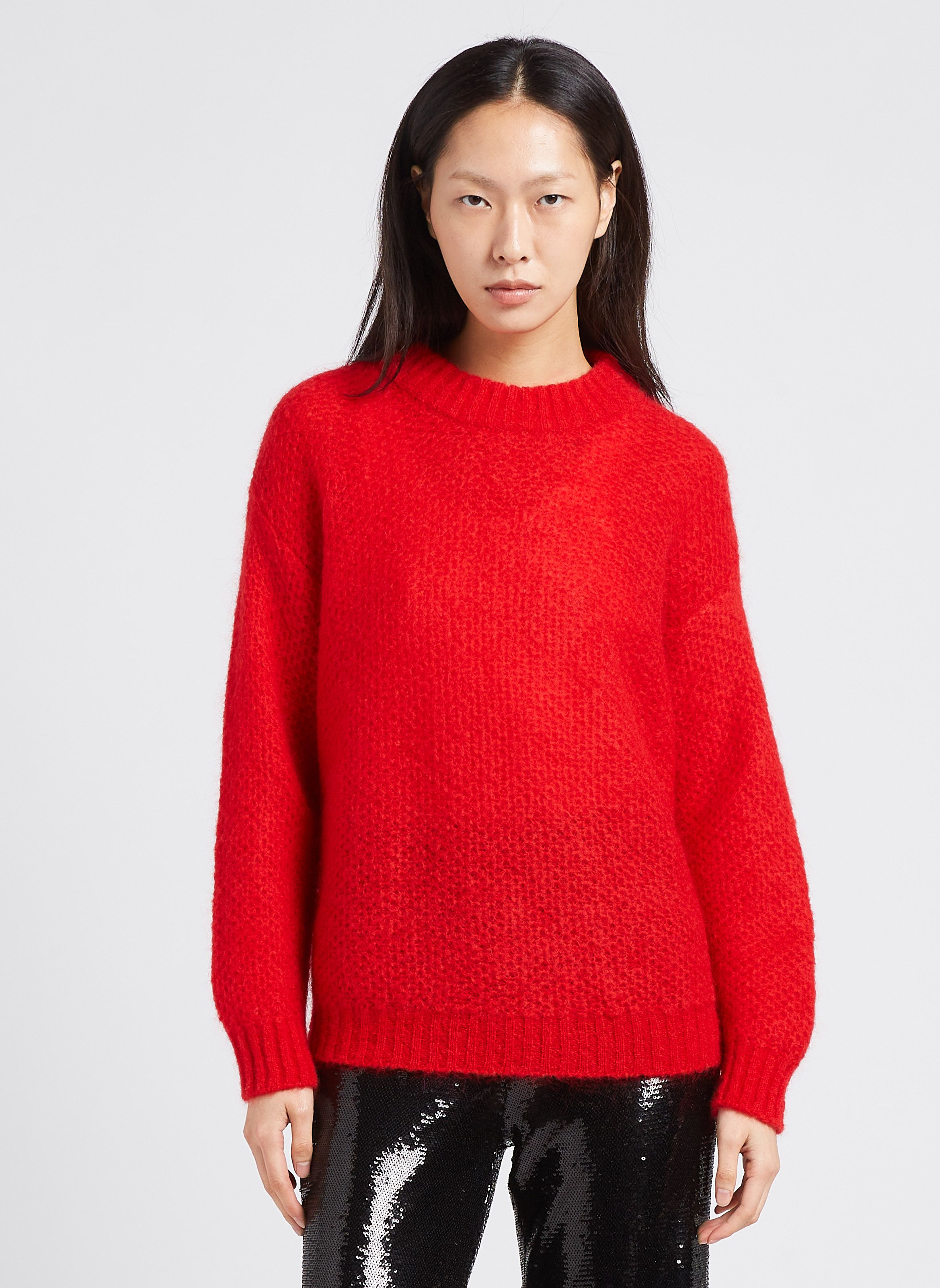 Red Wool blend round neck sweater