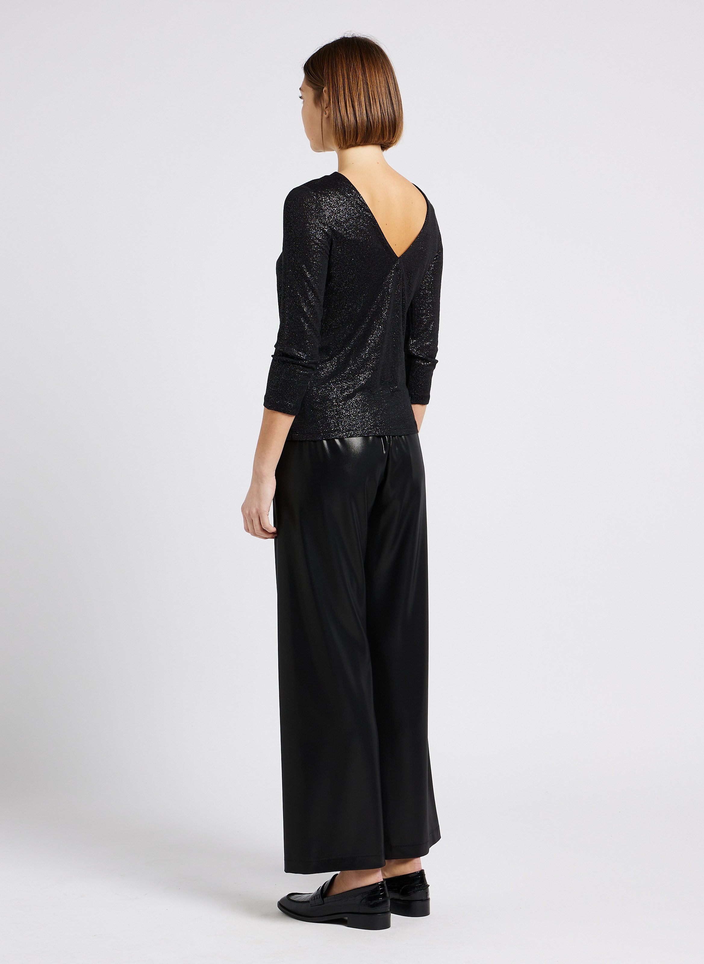 Wide-leg metallic-effect pants IMPERIAL Black