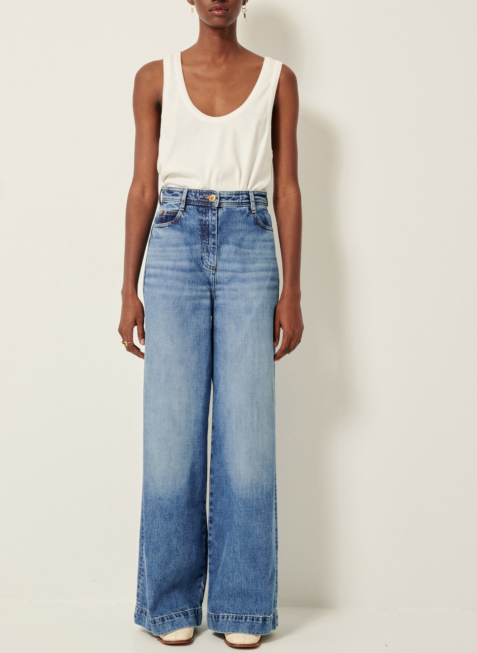 Jean ample taille haute en coton SESSUN Bleu