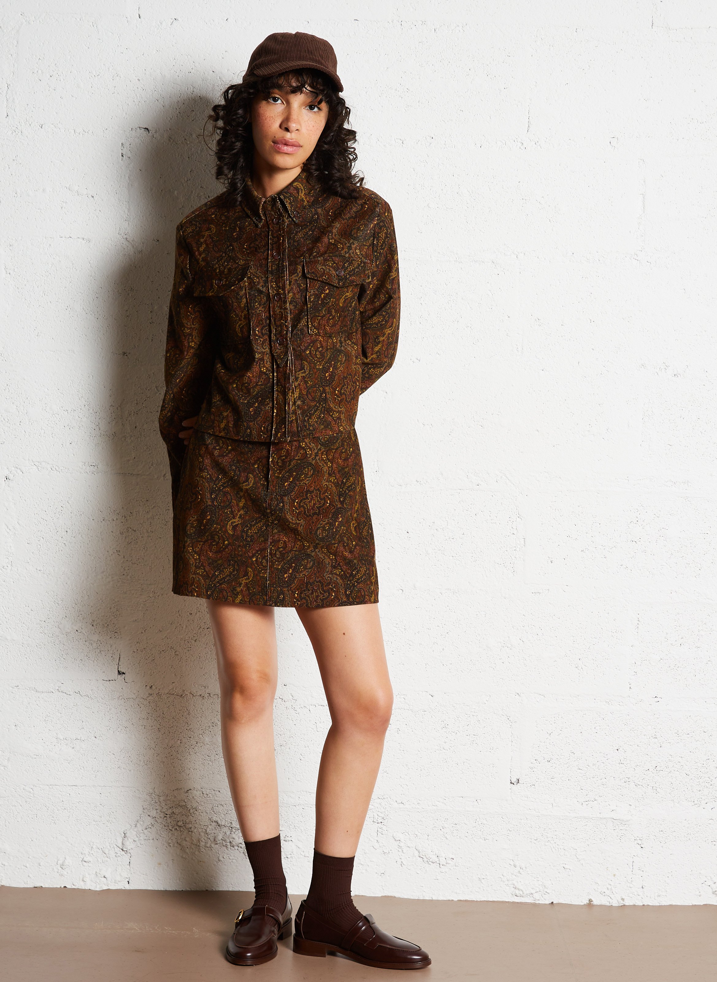 Korte, gerende rok van katoen SUZIE WINKLE Bruin