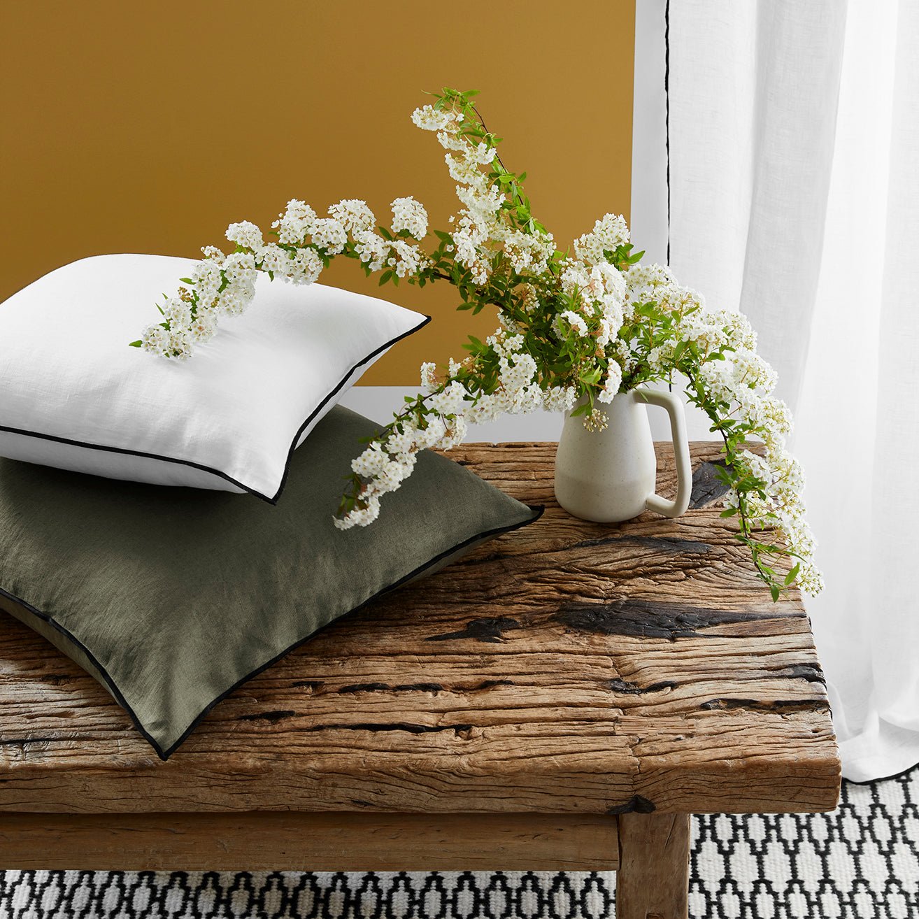 Curtain with gathering tape MADURA White