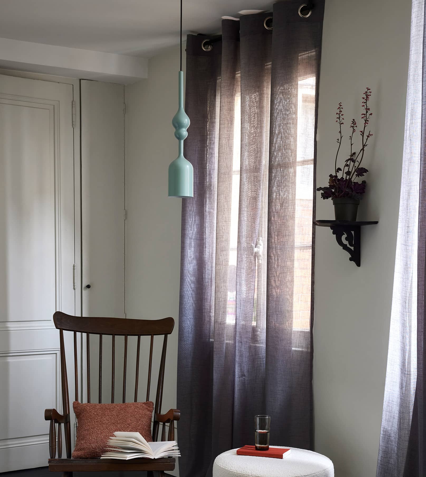 MILOS - Net curtain with eyelets MADURA Grey