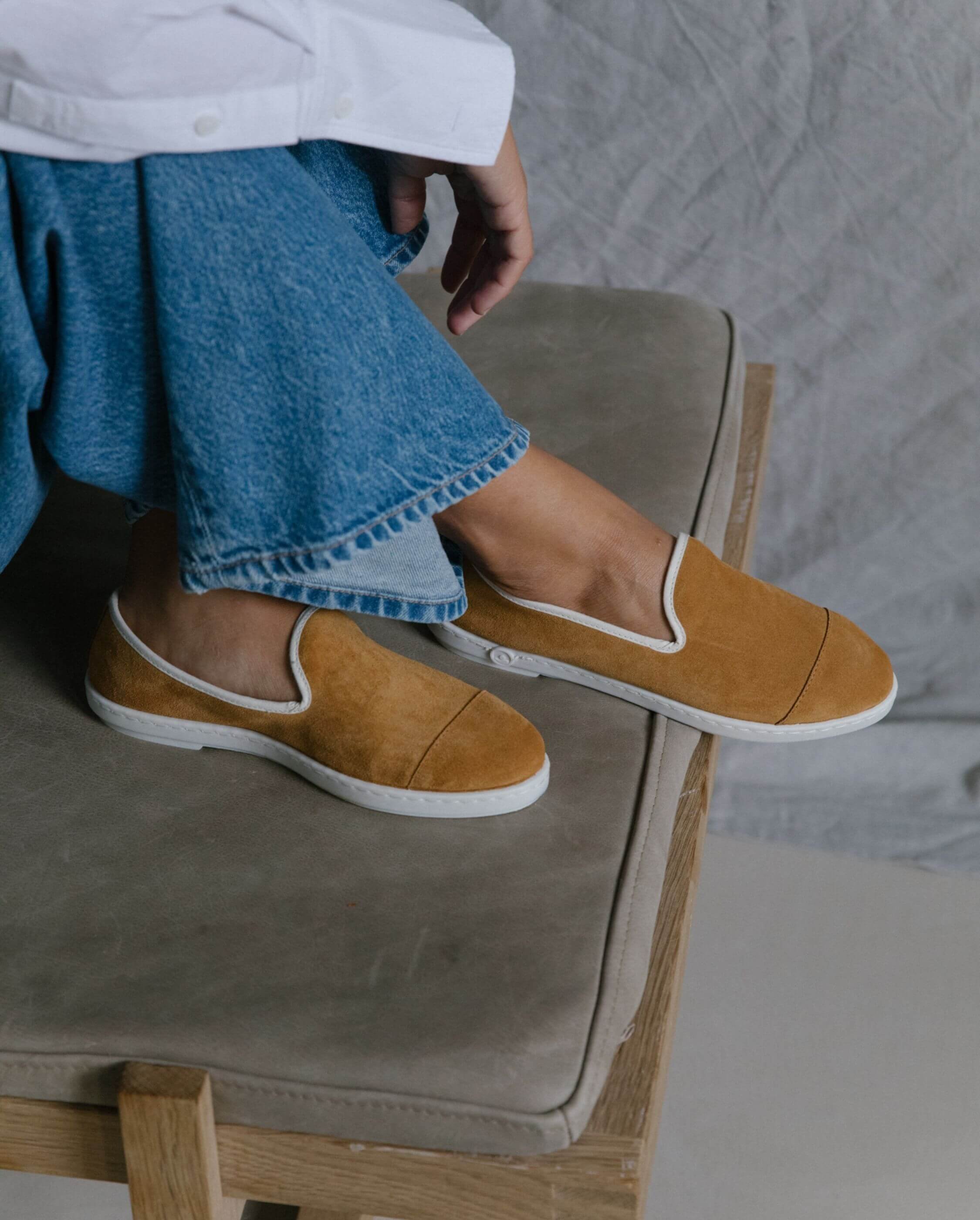 Women's leather slipper, camel ANGARDE Brown