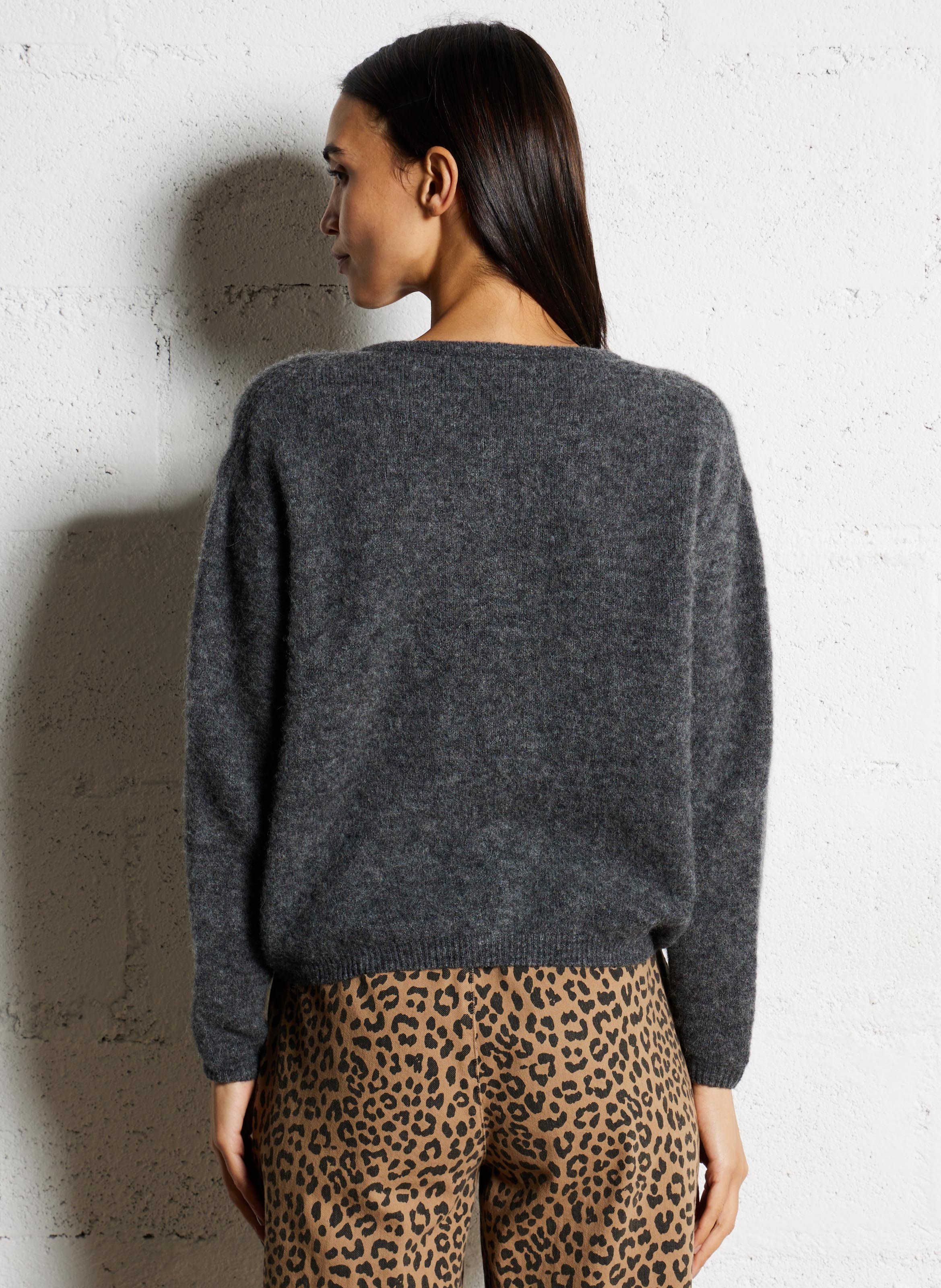 Weit geschnittene Strickjacke aus Wollmix AMERICAN VINTAGE Grau