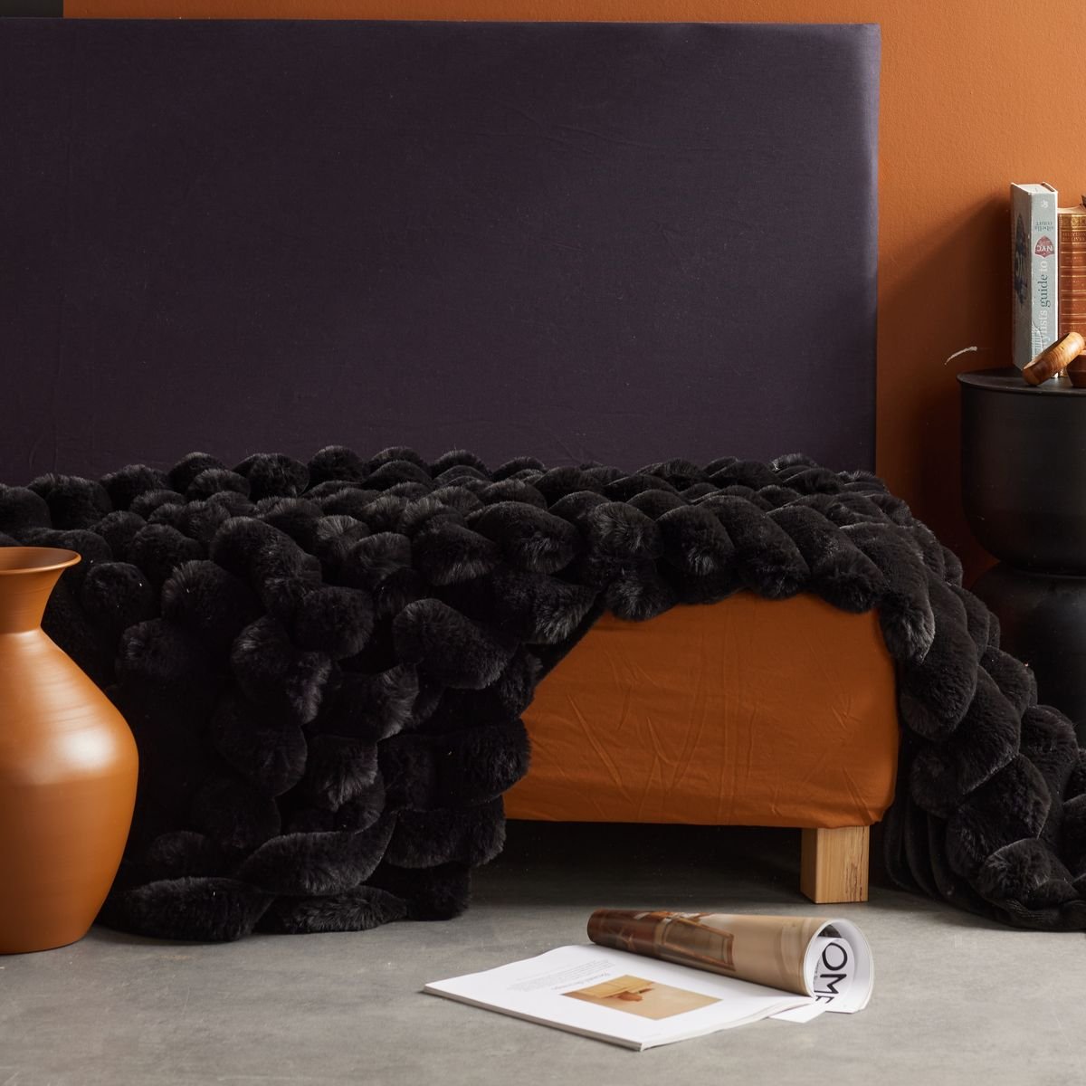 Solid ribbed plaid TODAY LINGE DE MAISON Black