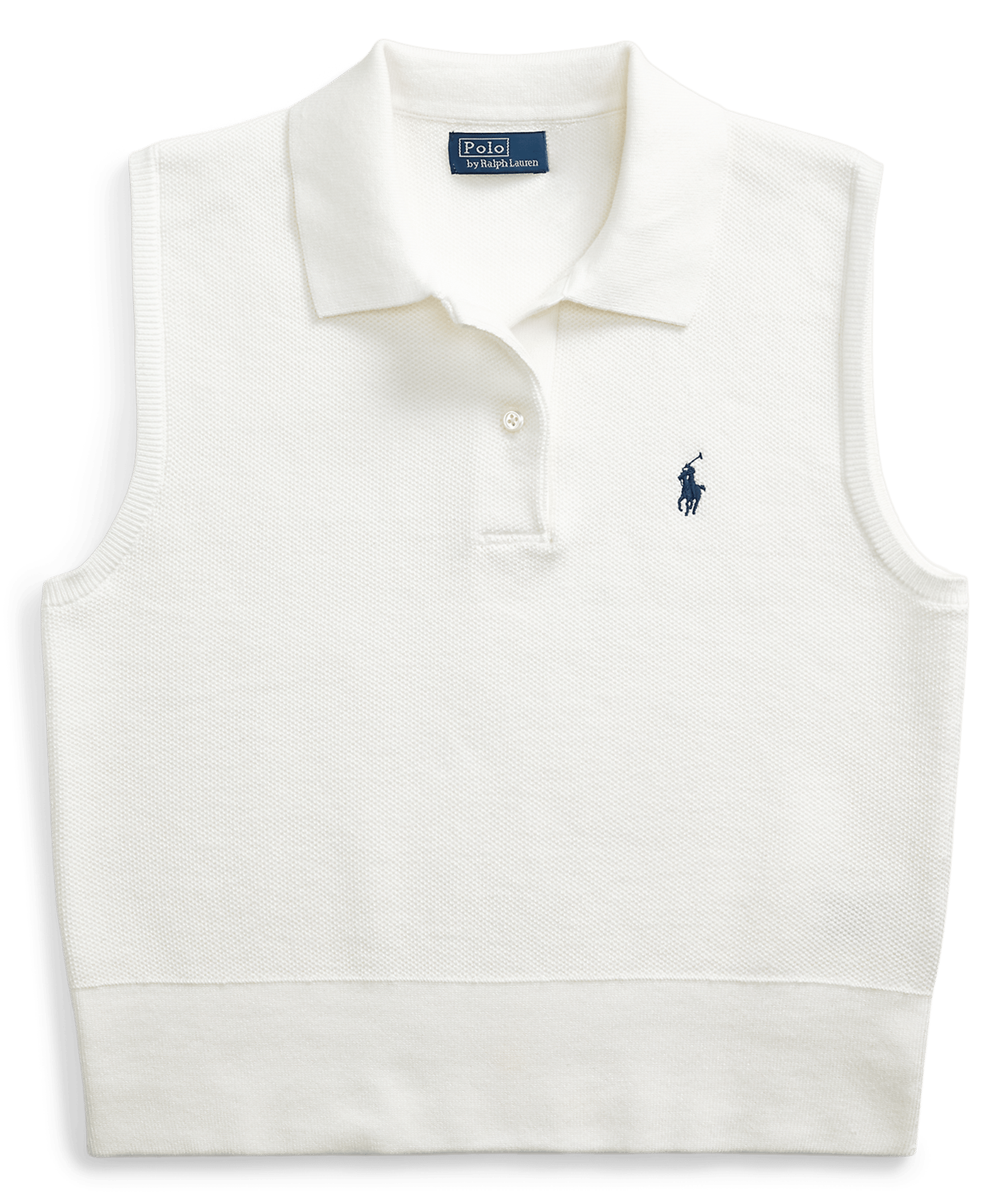 Sweat col polo sans manches à logo  White