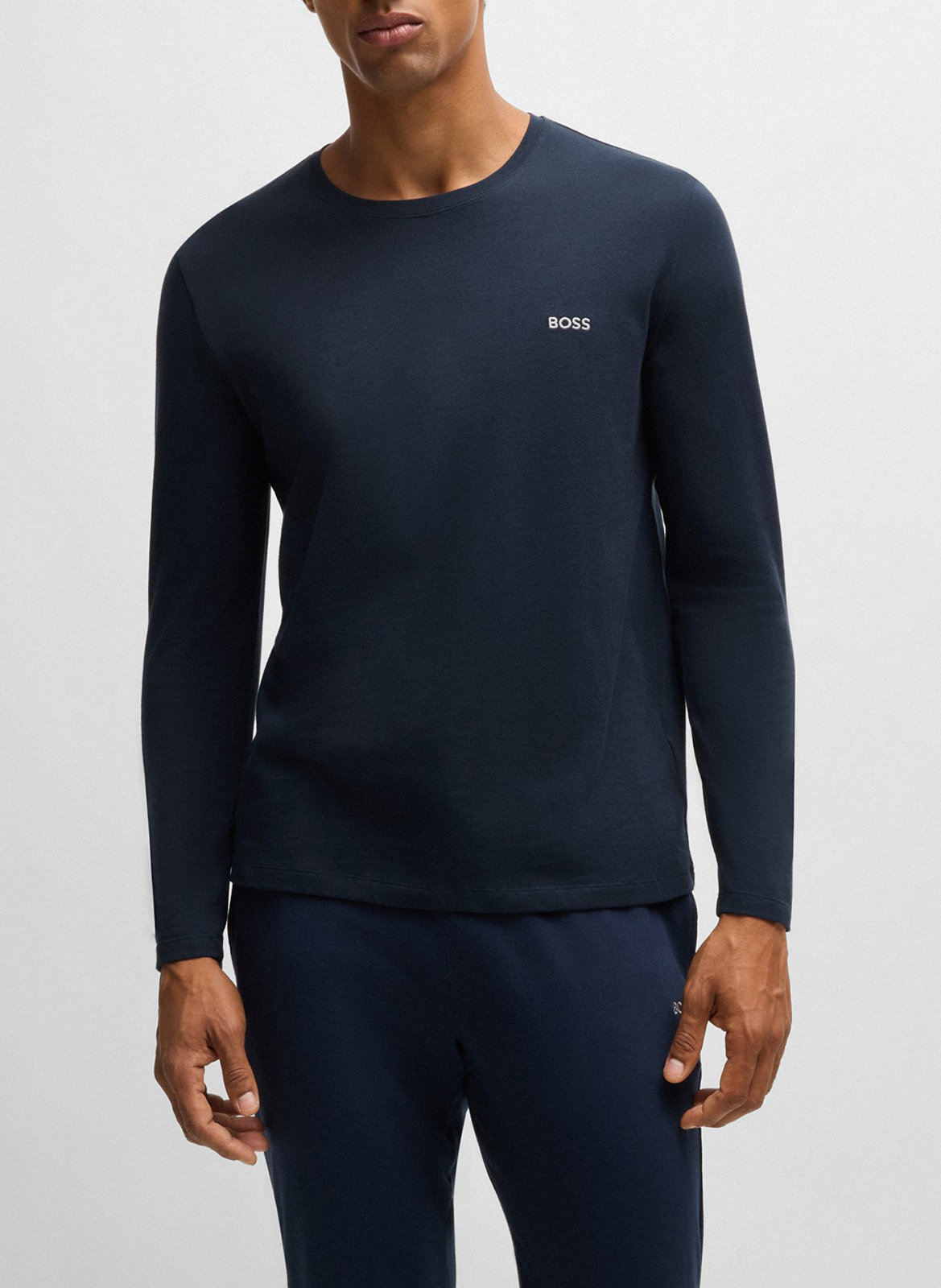 Cotton Long sleeve t-shirt with embroidered logo Blue