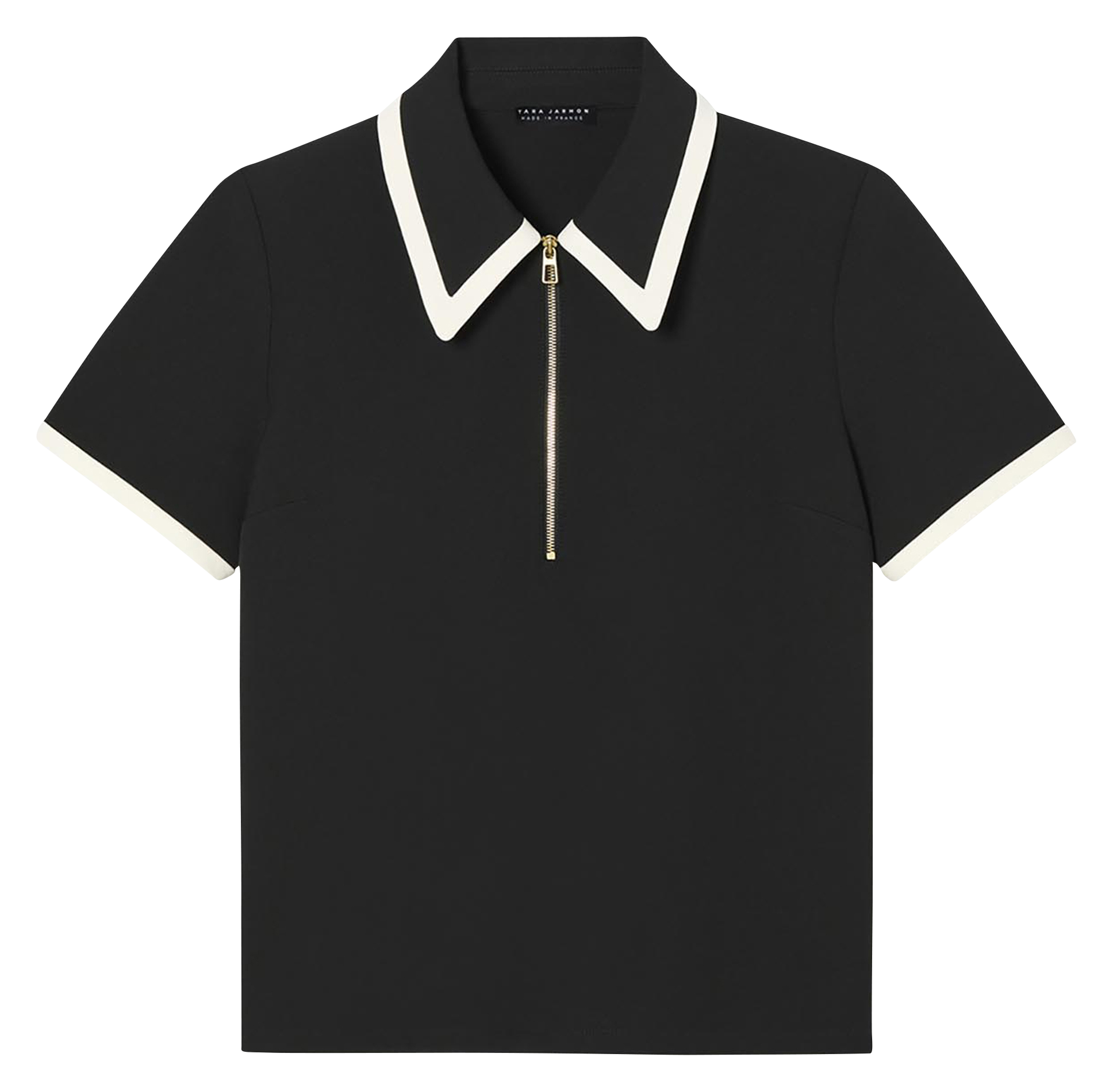 Straight fit classic collar polo TARA JARMON Black