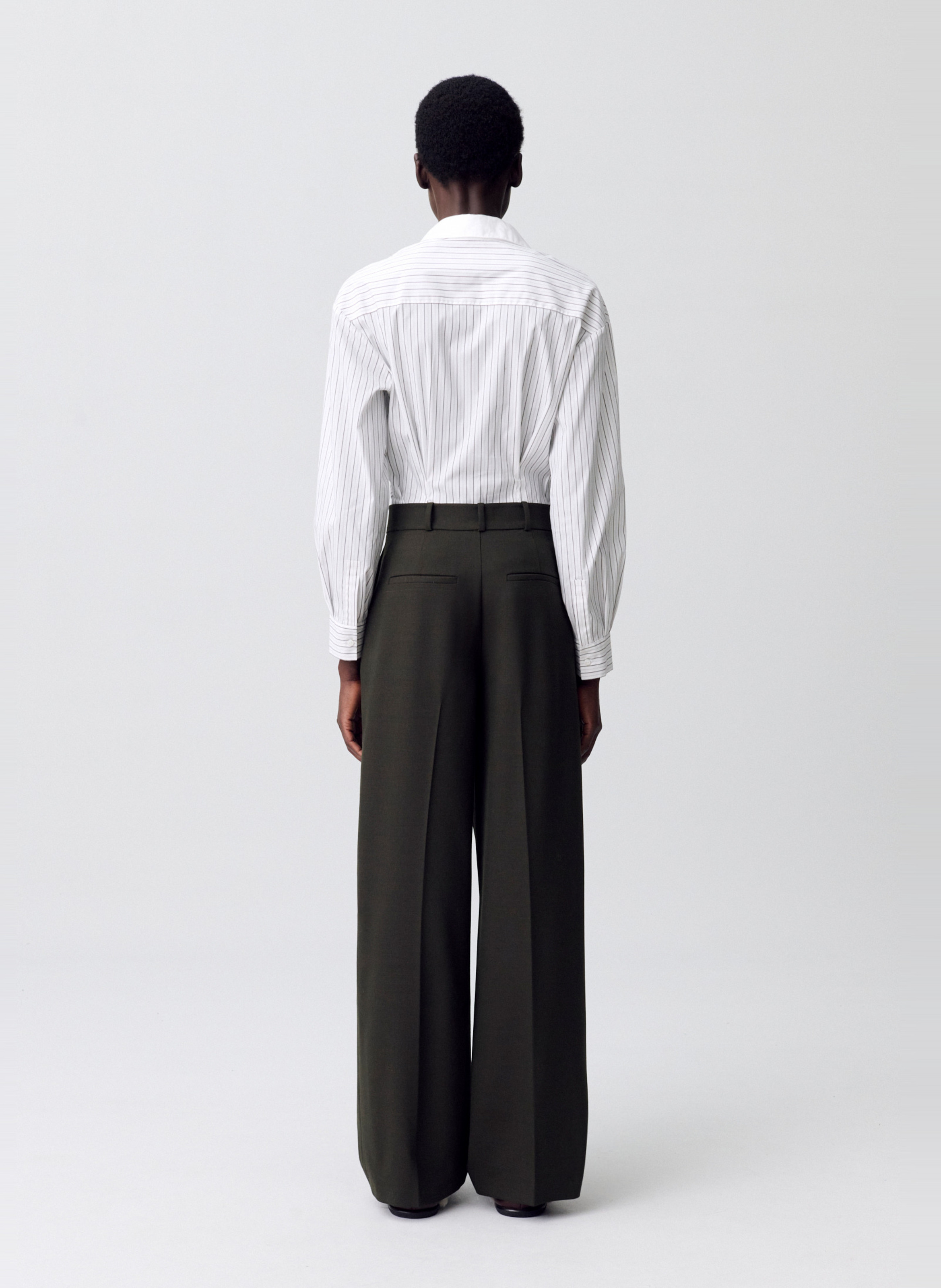 Pantalon évasé taille haute en laine mélangée CLAUDIE PIERLOT Kaki