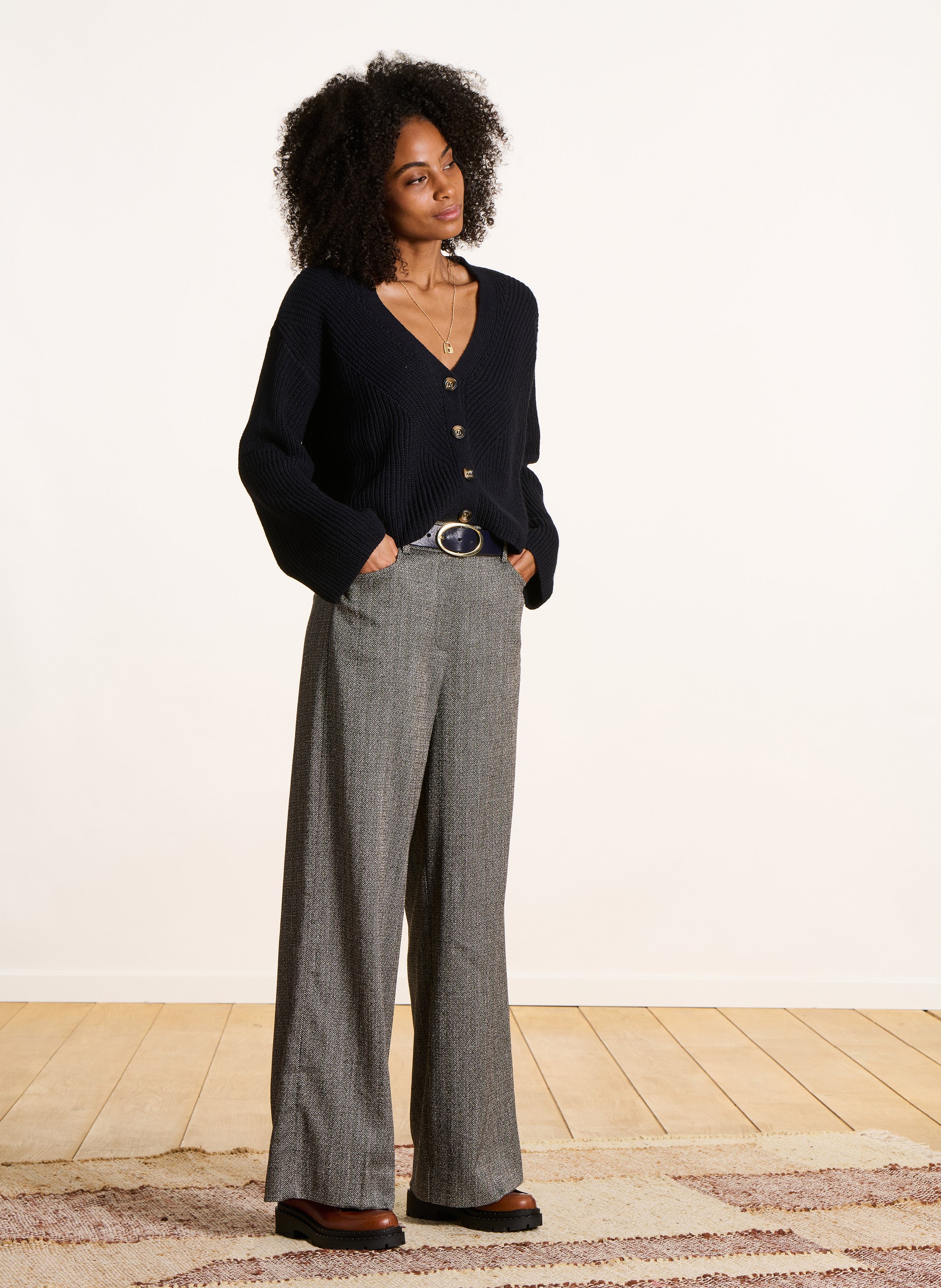 Gilet col V LA FEE MARABOUTEE Bleu