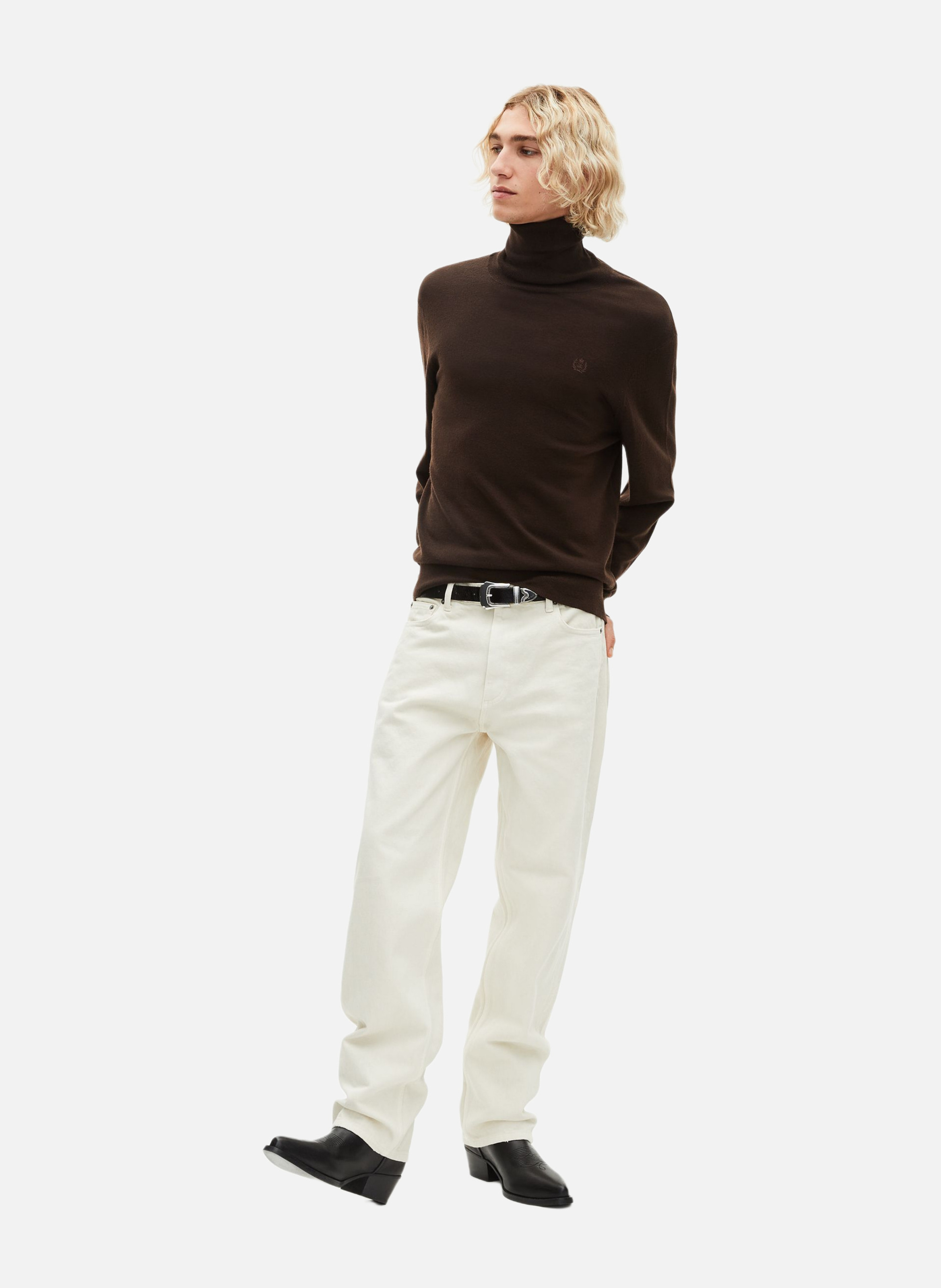 Merino wool roll-neck sweater Brown