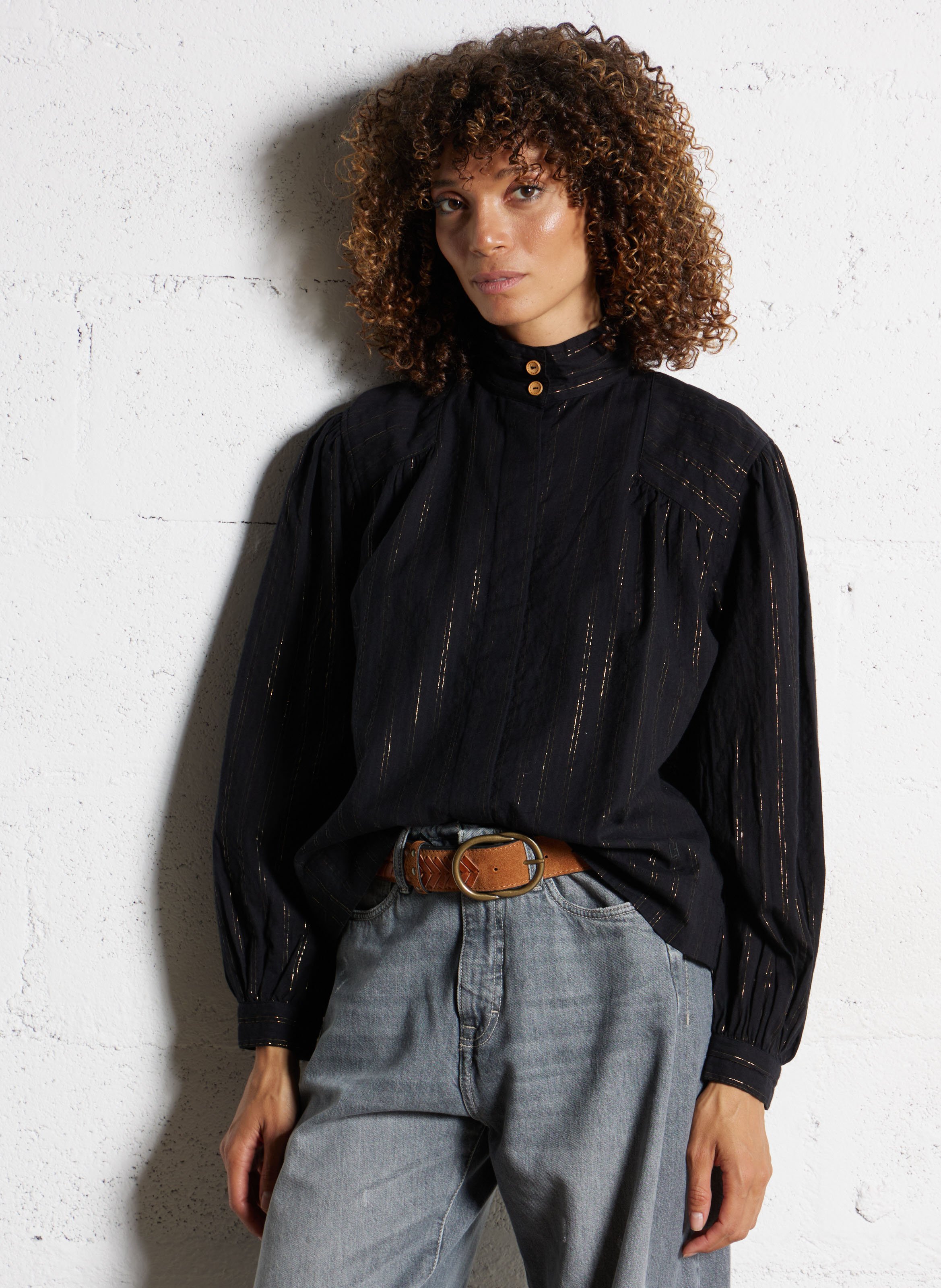 Gestreept overhemd LEON & HARPER Zwart