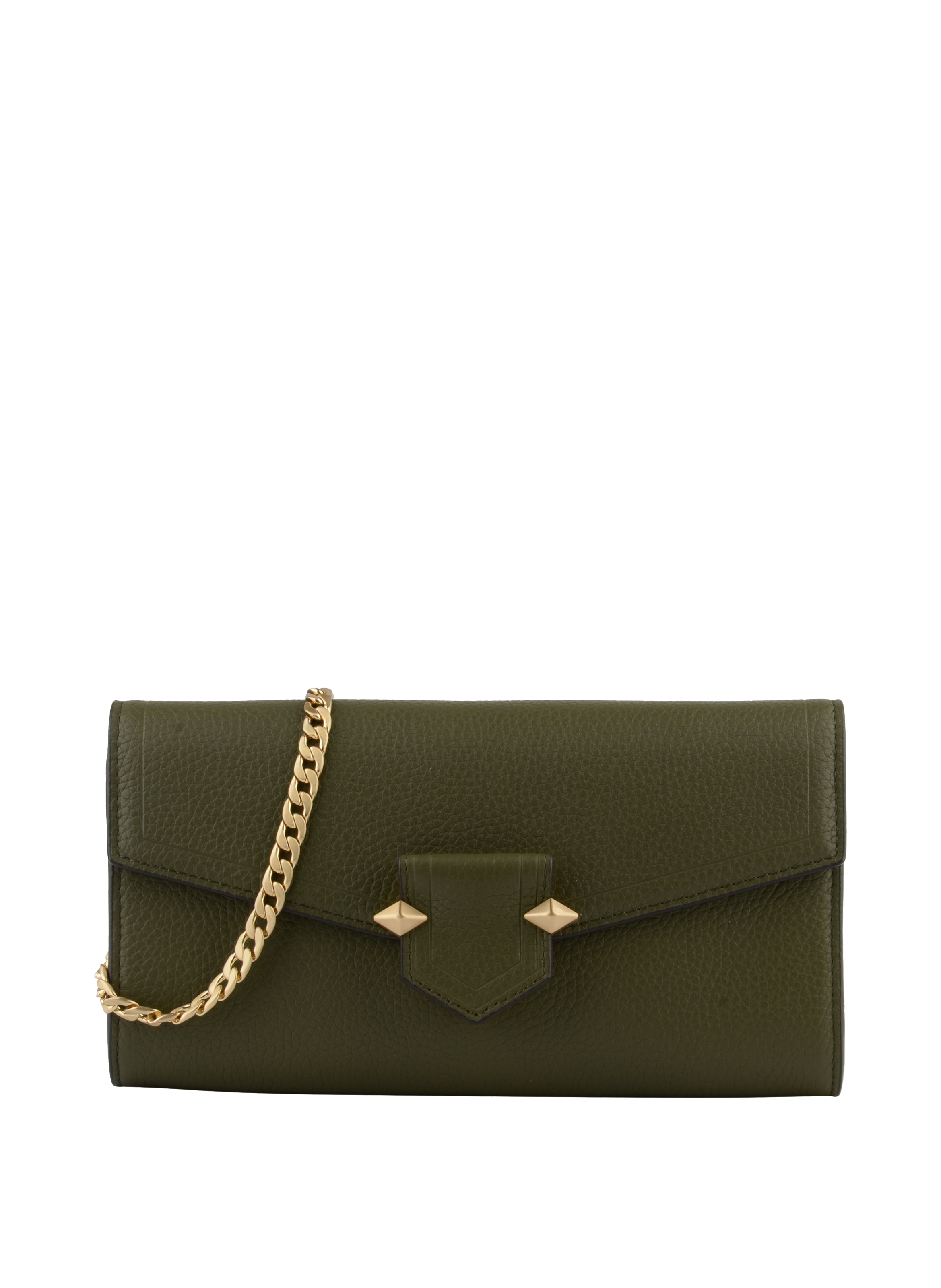 Clutch - cowhide leather POURCHET Khaki