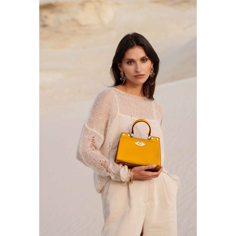 Handbag - cowhide leather POURCHET Red