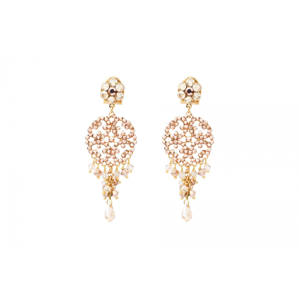 Pierced glamour earrings with crystal prestige SATELLITE PARIS No Color