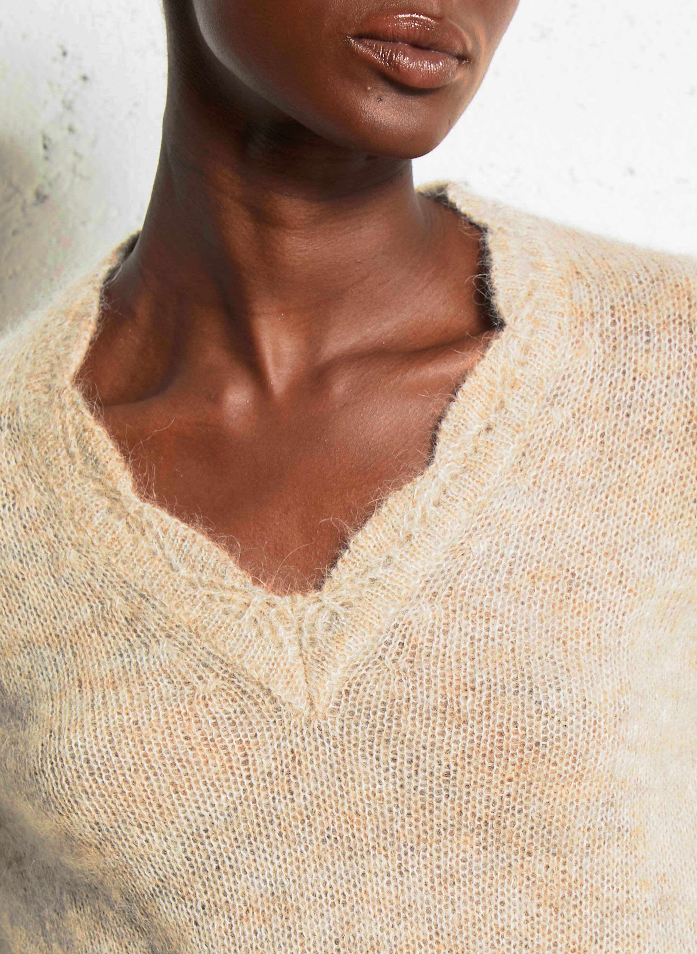 Pull droit col V en laine mélangée SUD EXPRESS