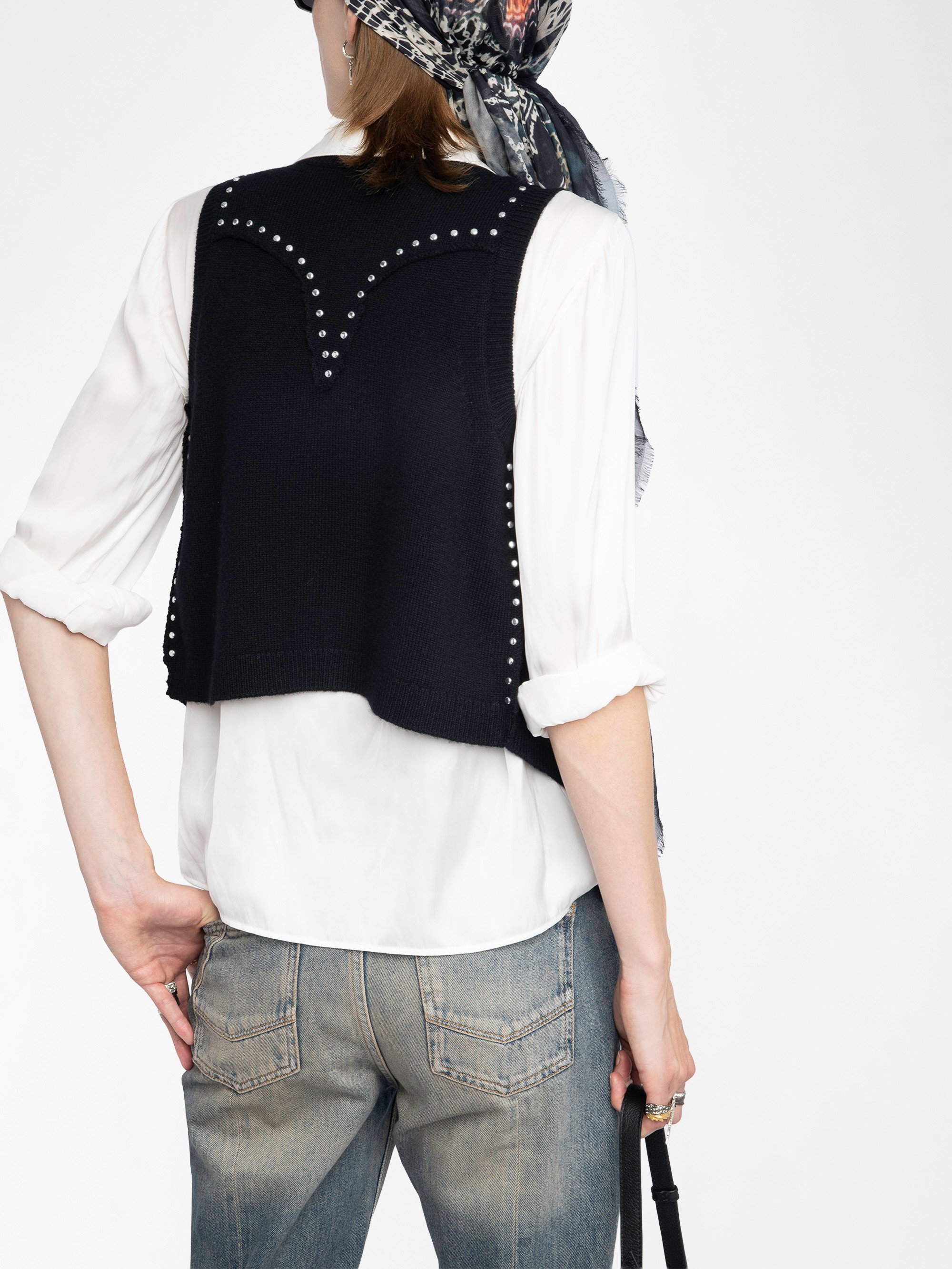 Kragenlose Strickjacke aus Woll-Mix ZADIG&VOLTAIRE Schwarz