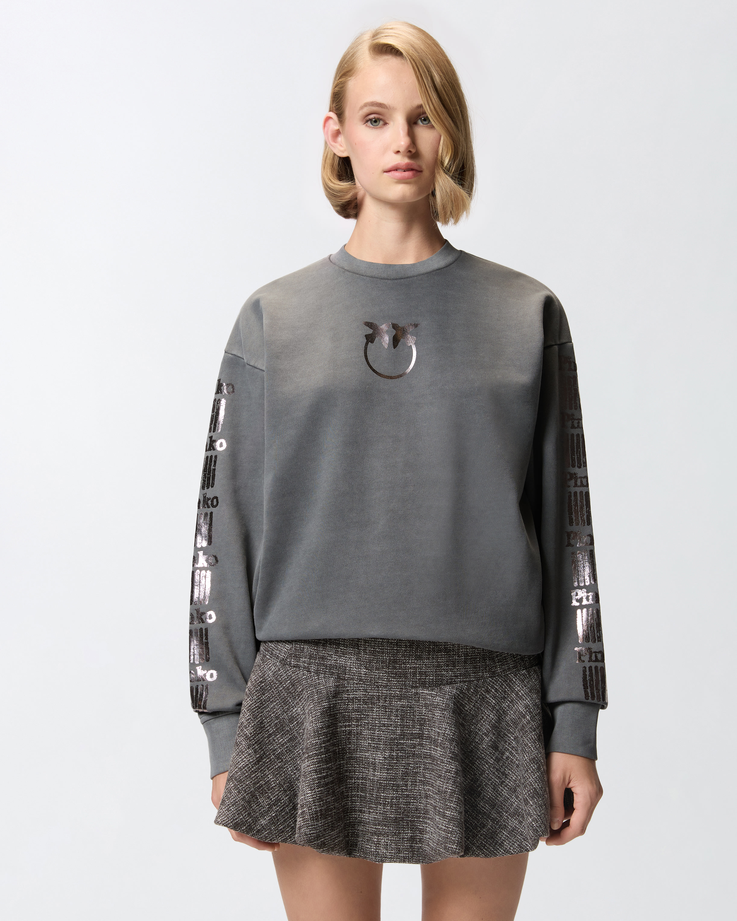 Sweatshirt with lame print PINKO Grey