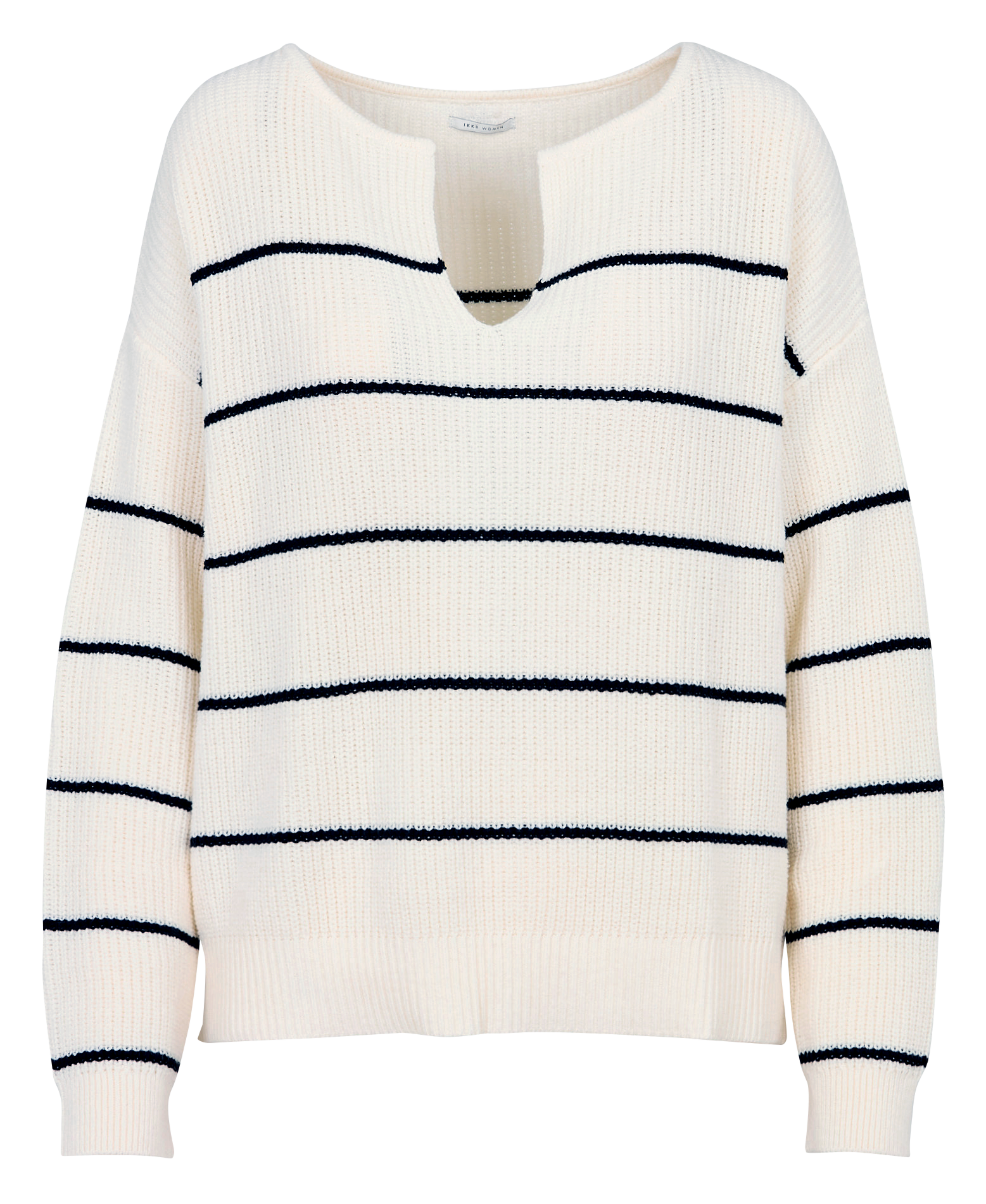 Cotton piqué blend V-neck sweater with lurex IKKS Black