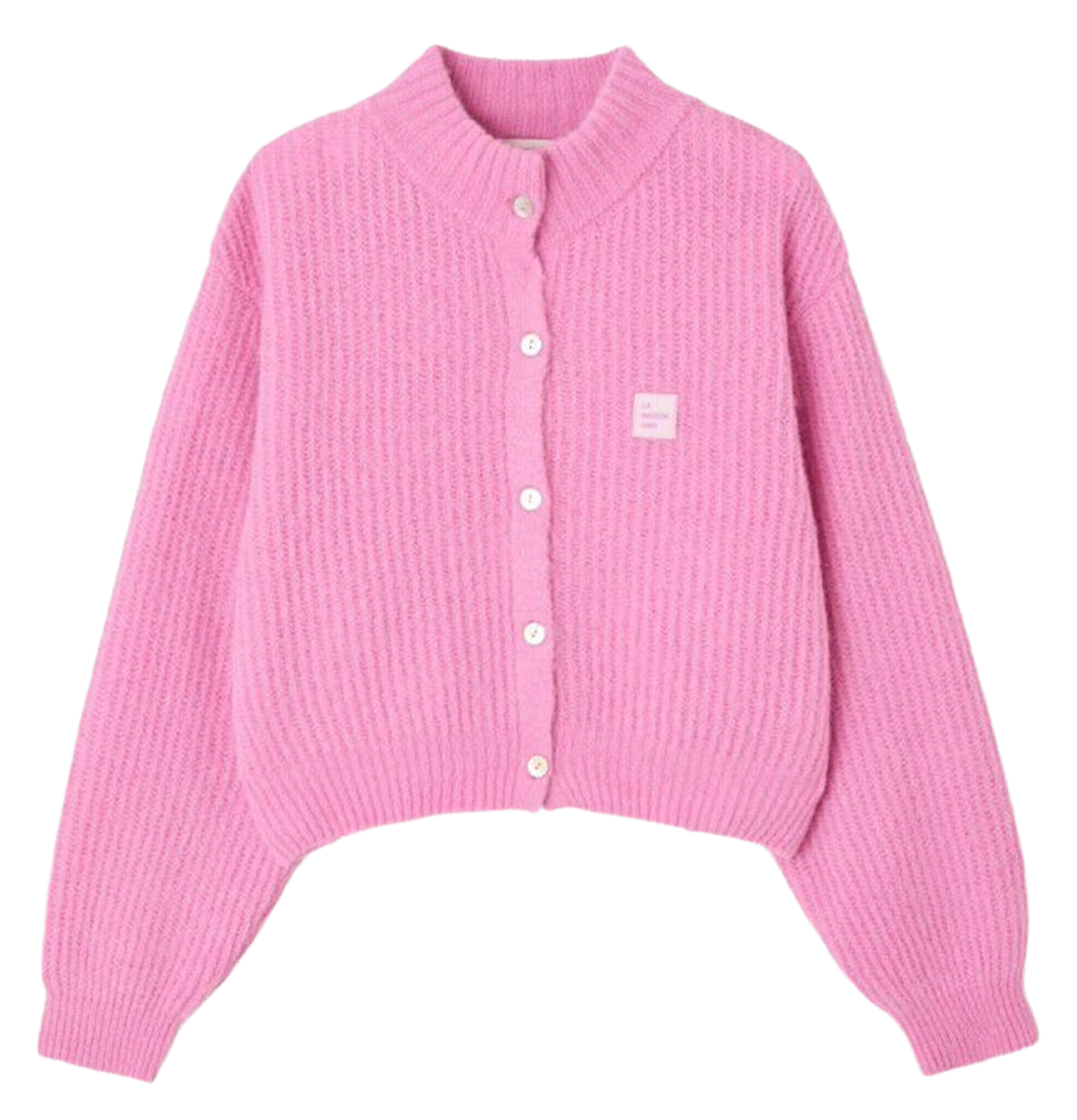 Gilet oversize col montant en maille AMERICAN VINTAGE Rose