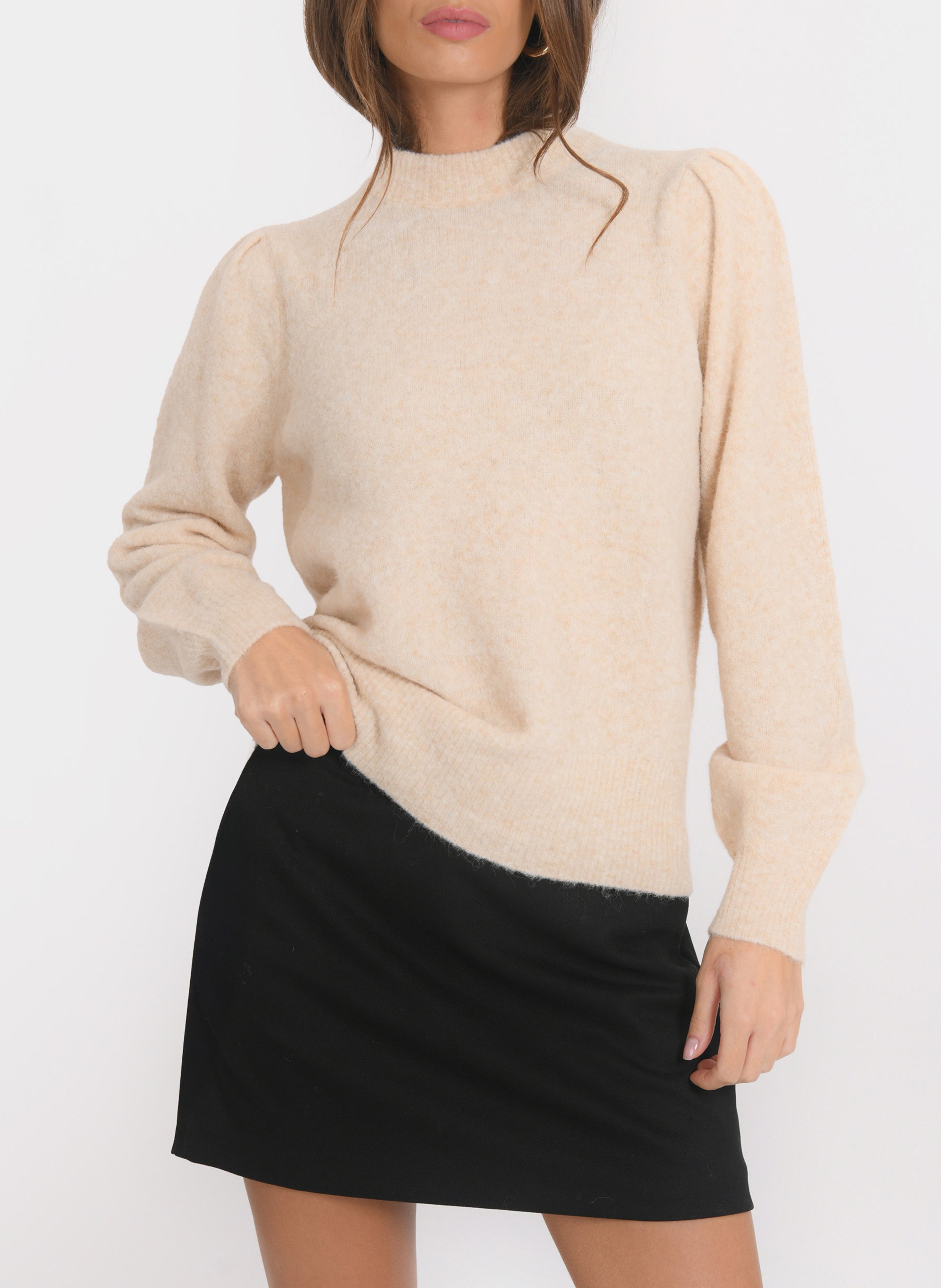 Kurzärmliger Pullover mit Rundhalsausschnitt KOOKAI Beige