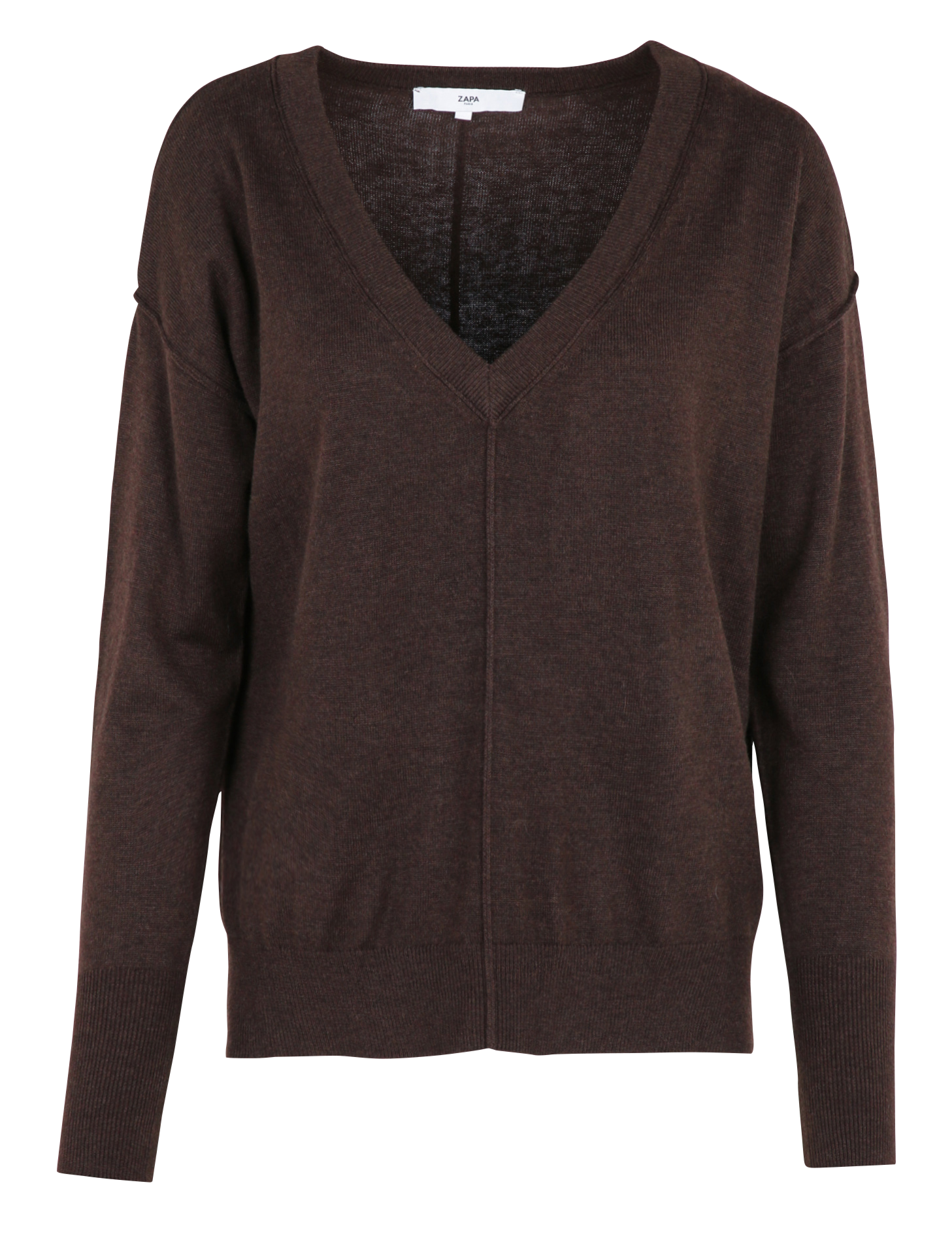 Fitted V-neck sweater ZAPA Brown