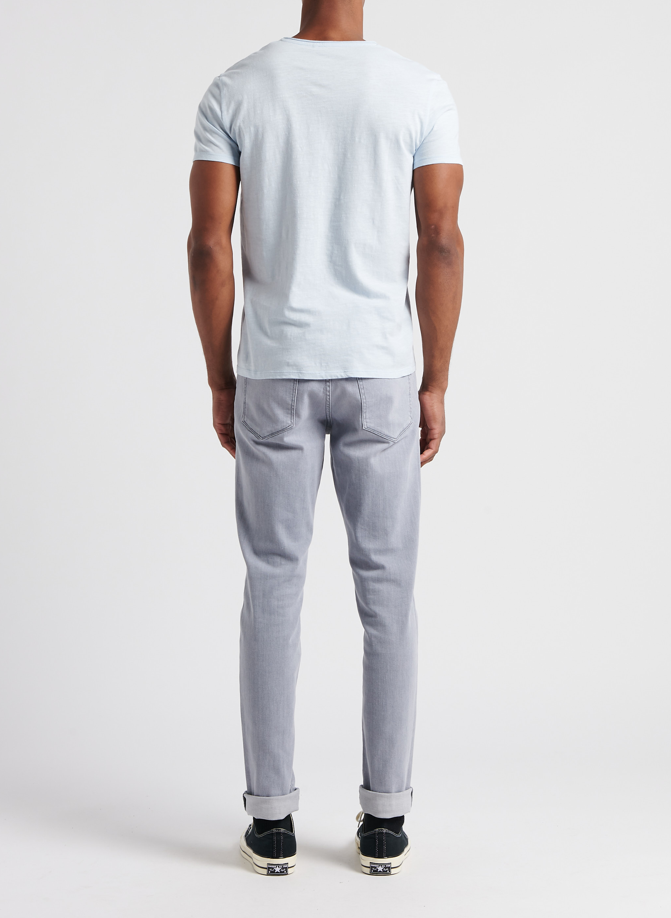 Tee-shirt col V en coton bio flammé IKKS Bleu