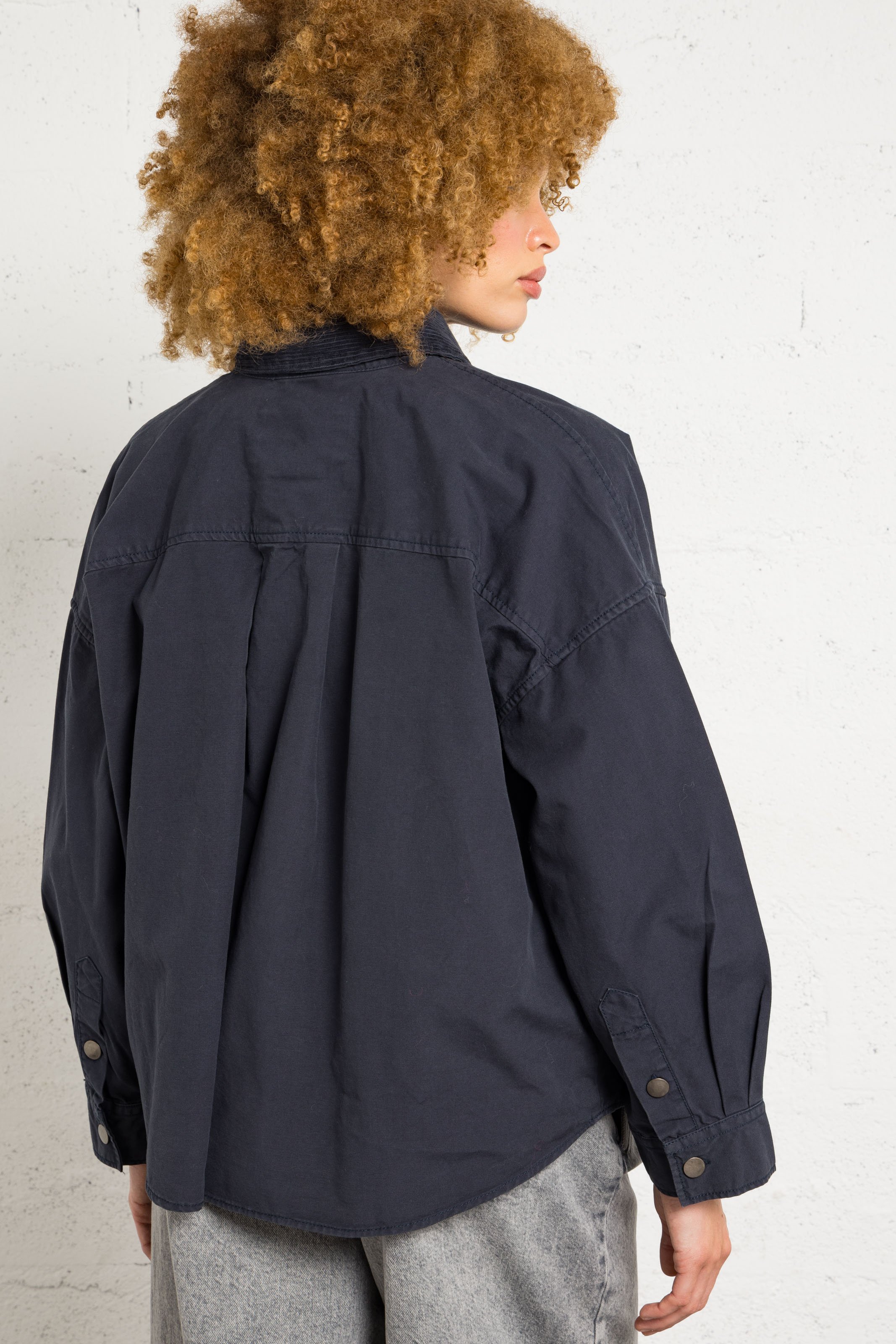 Baumwoll-Hemdjacke mit klassischem Kragen BELLEROSE Blau