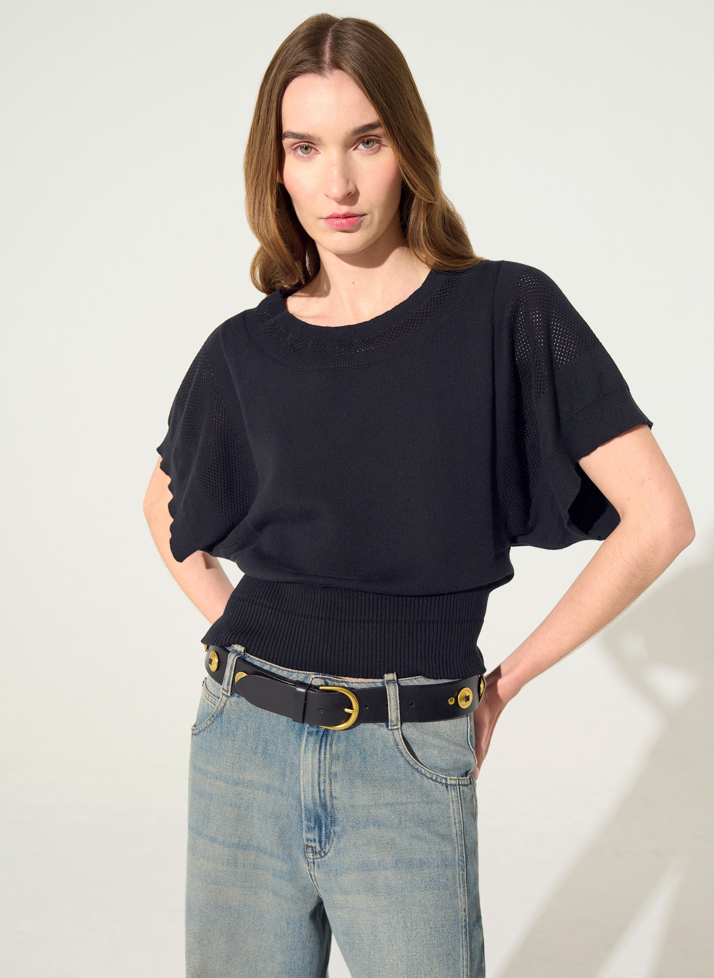 Kurzer Rundhalsausschnitt-Pullover COTELAC Schwarz