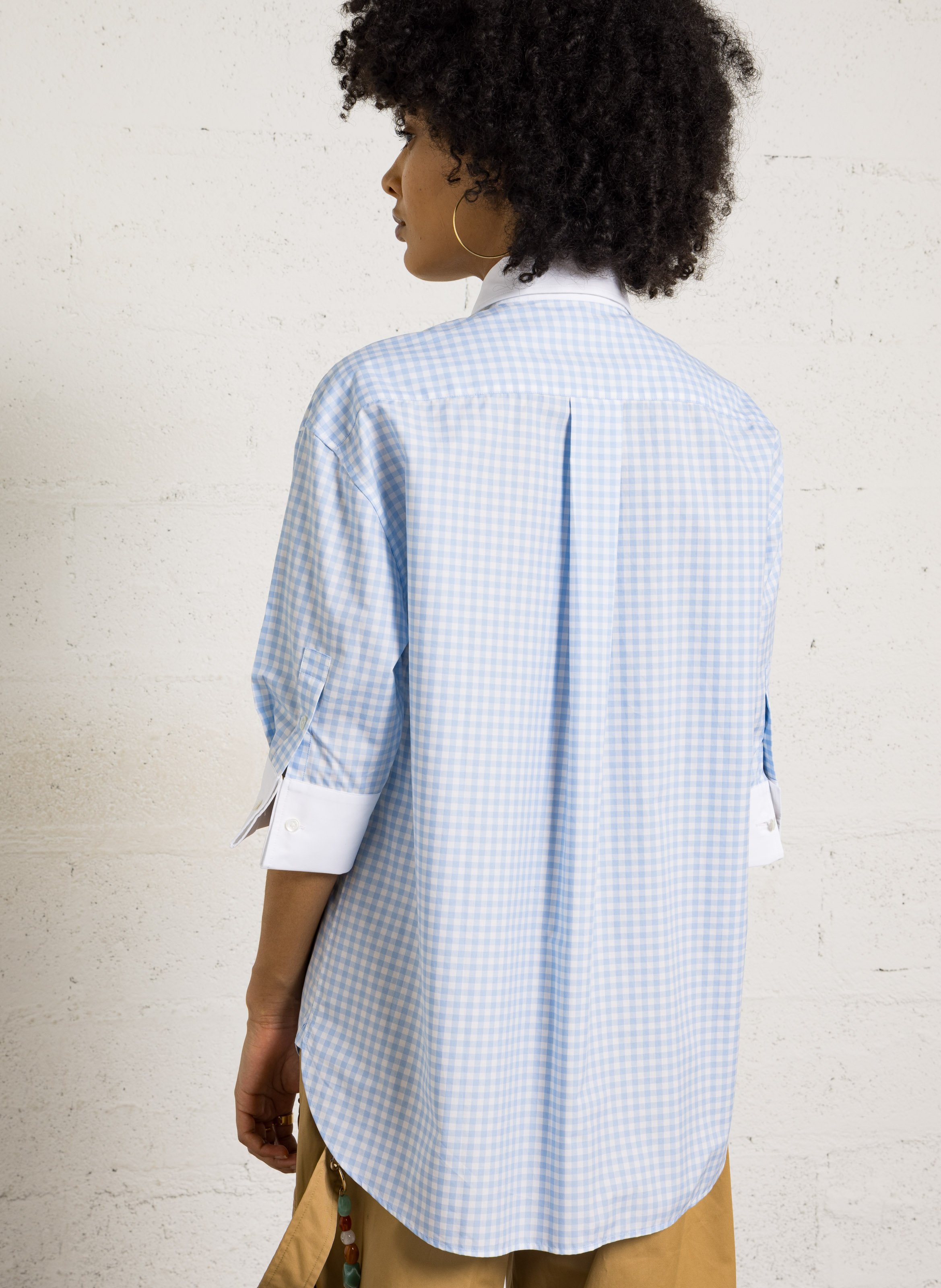 Oversized printed cotton shirt with classic collar LAURENCE BRAS Blue