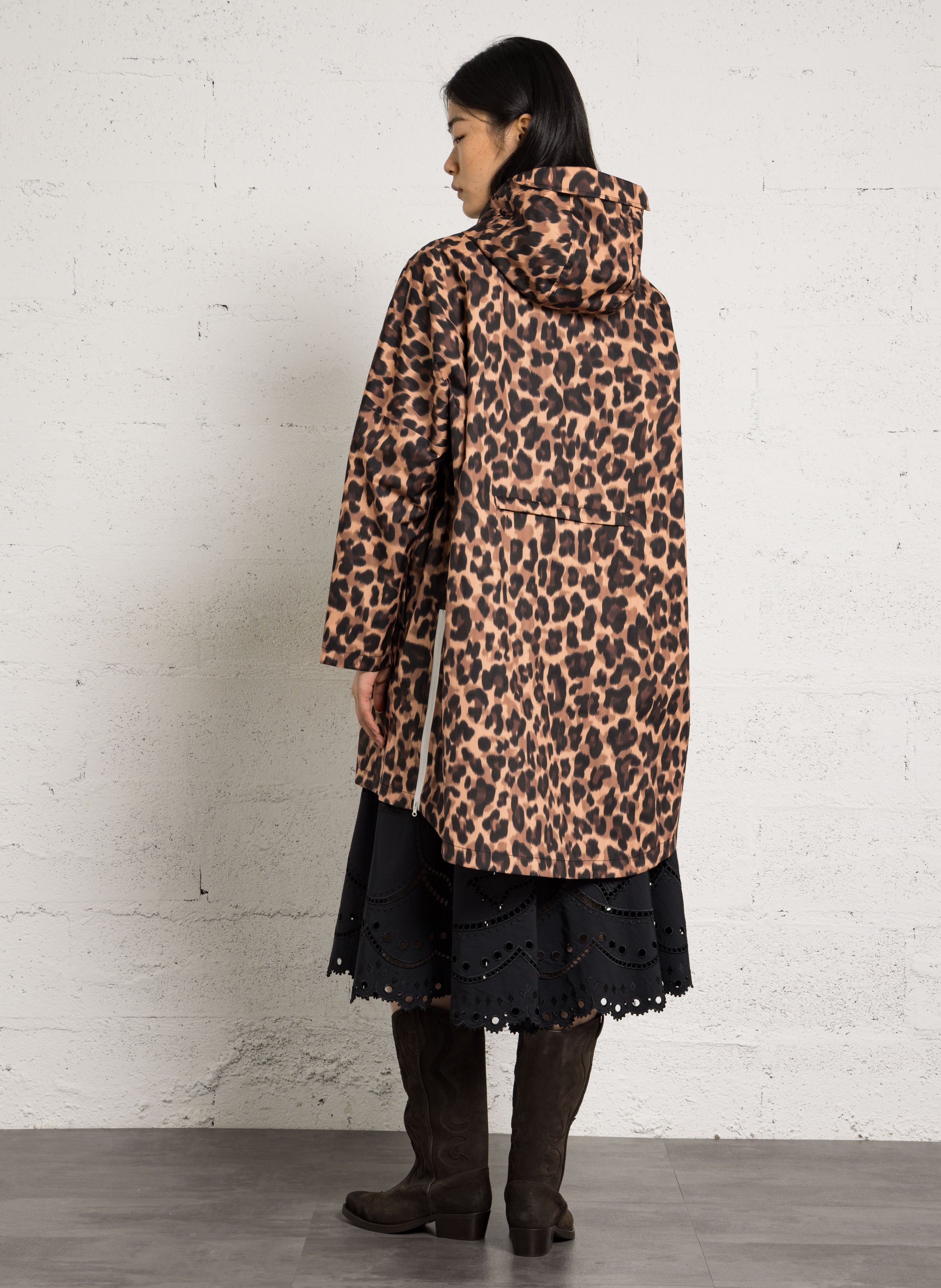 Loose-fit raincoat with hood FLOTTE Brown