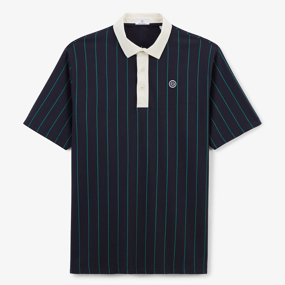 Short-sleeved striped cotton jersey polo SERGE BLANCO Blue