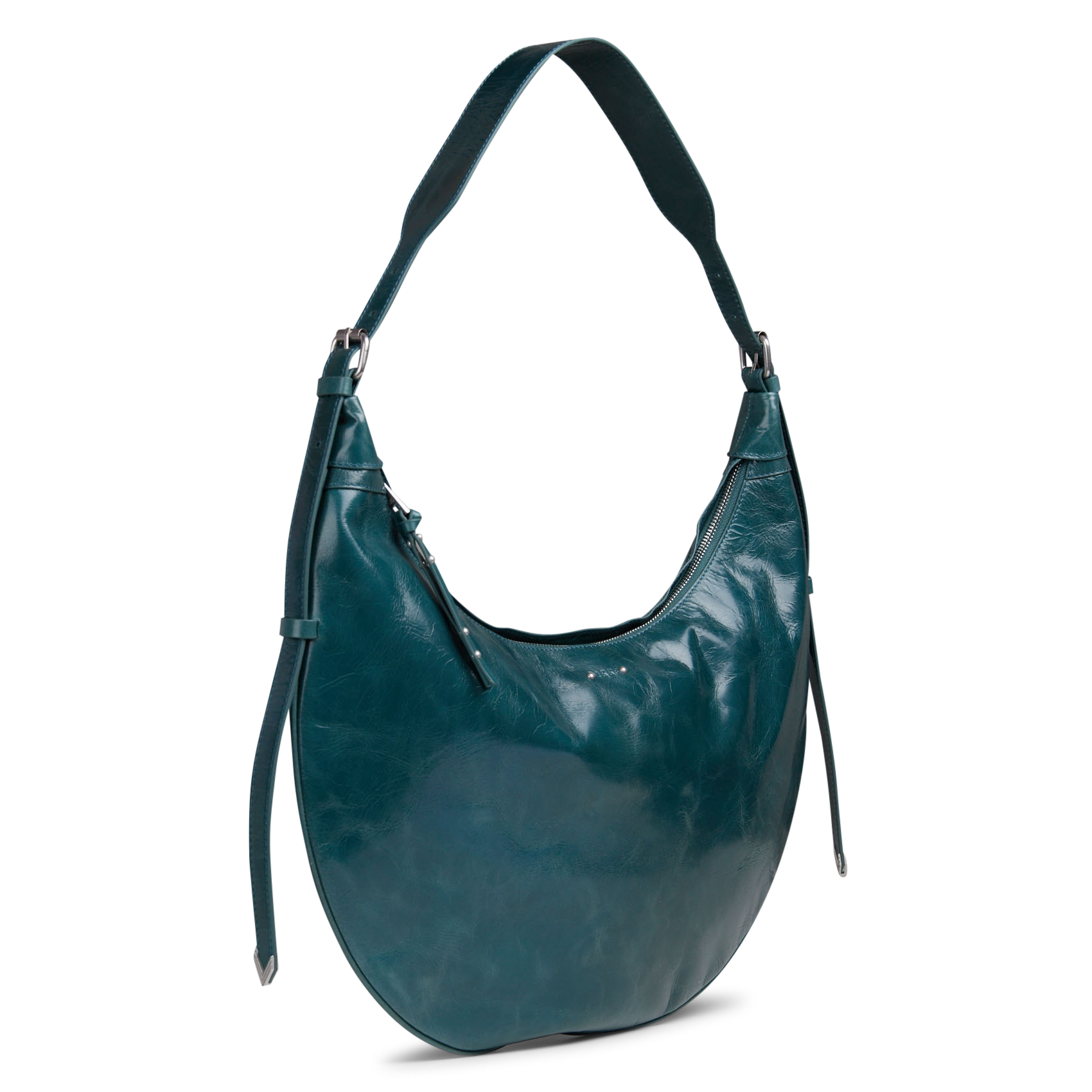 Sac demi-lune zippé en cuir glacé  IKKS Vert