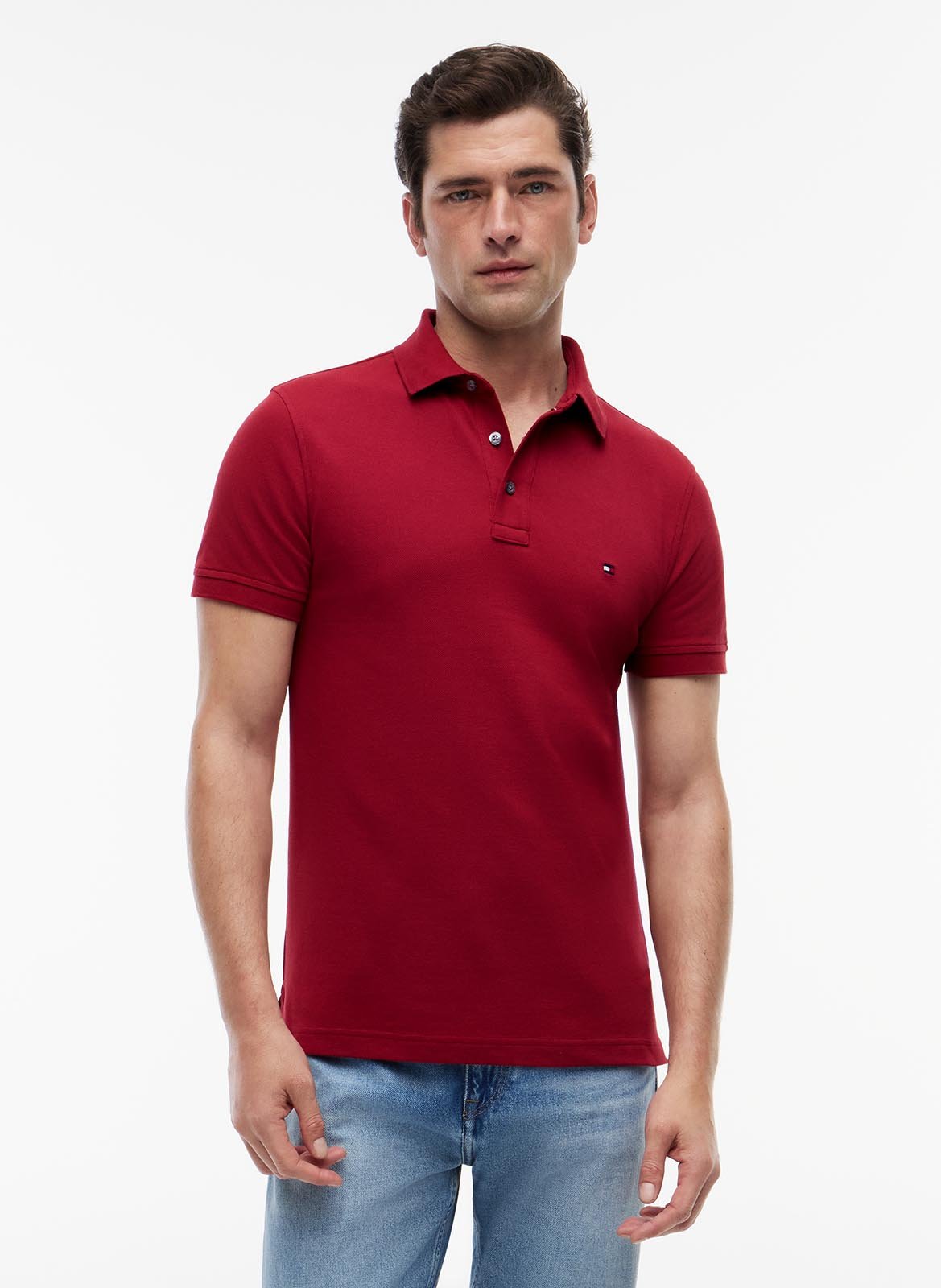 Polo slim-fit en coton bio TOMMY HILFIGER Rouge