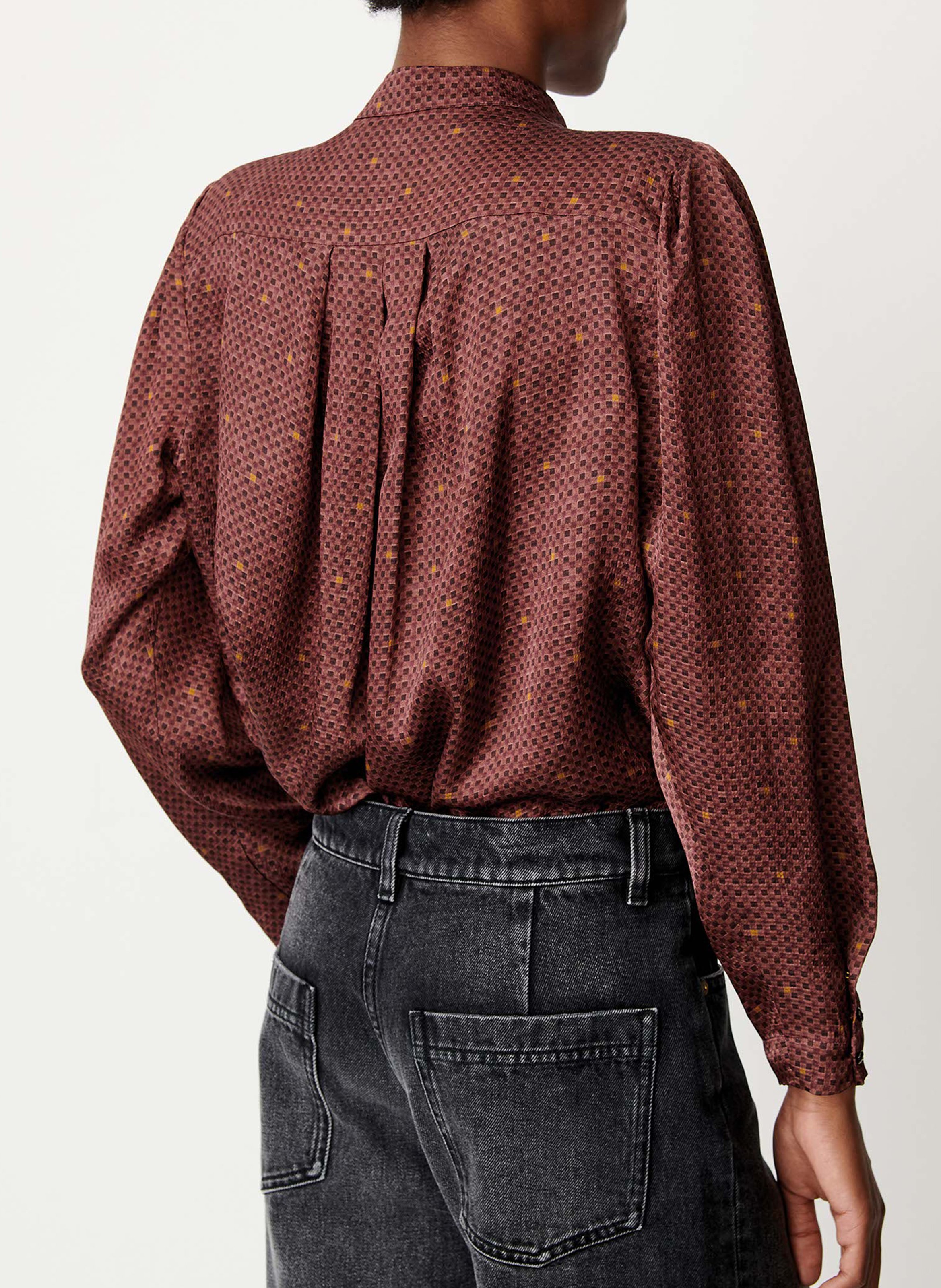 Aansluitende geruite geplooide blouse SESSUN Bruin