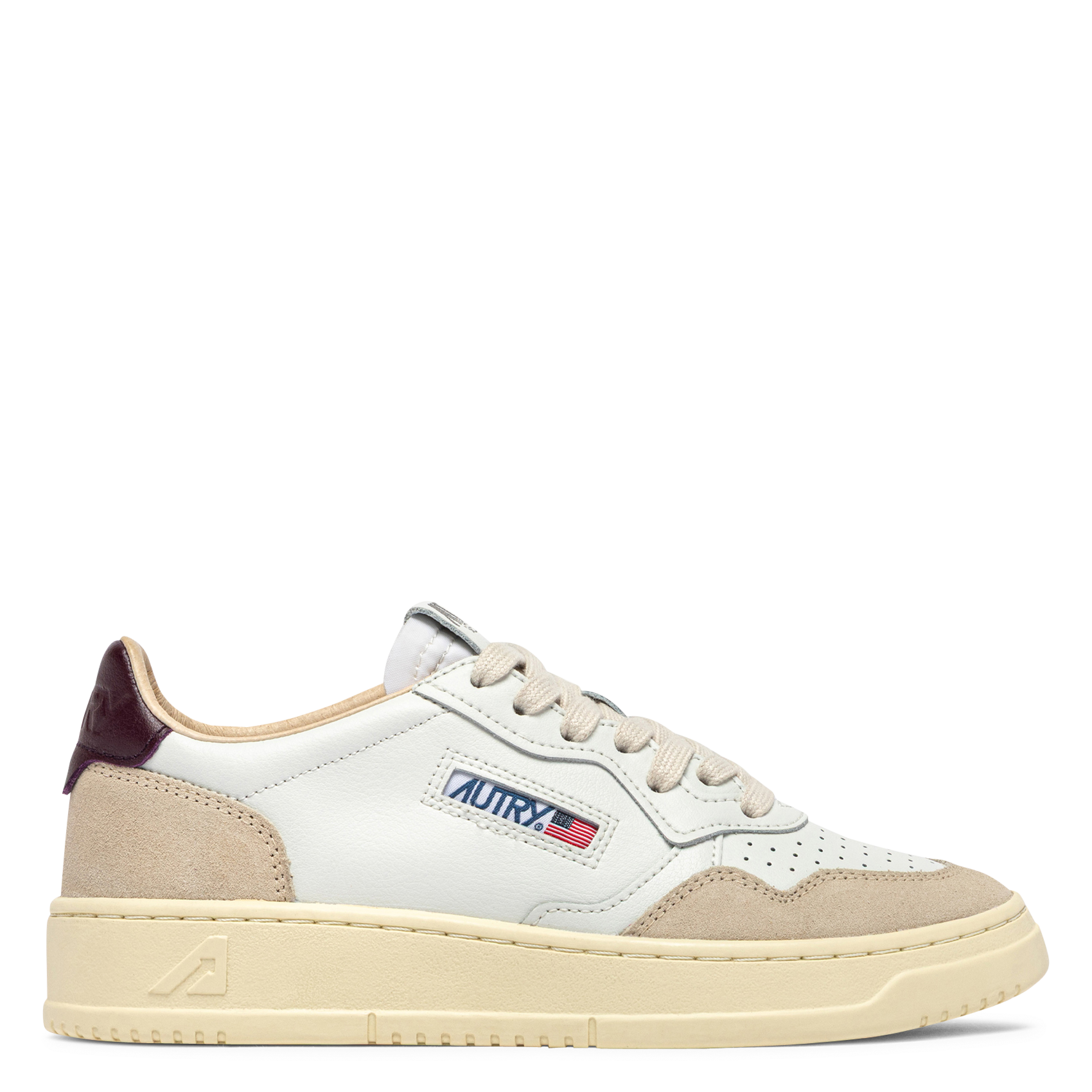 Lage baskets van leermix AUTRY Violet